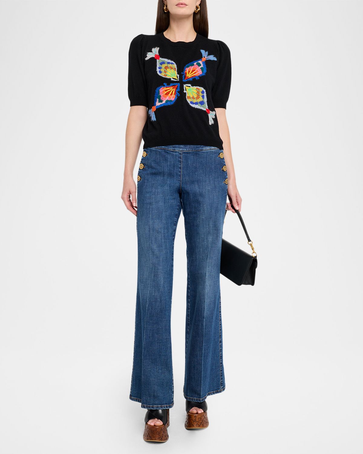Maison Common Mid-Rise Flare Sailor Jeans