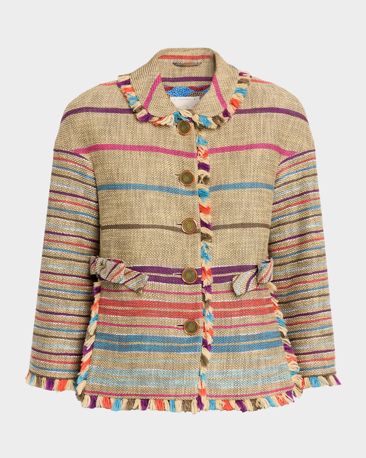 Maison Common Degrade Striped Tweed Single-Breasted Jacket