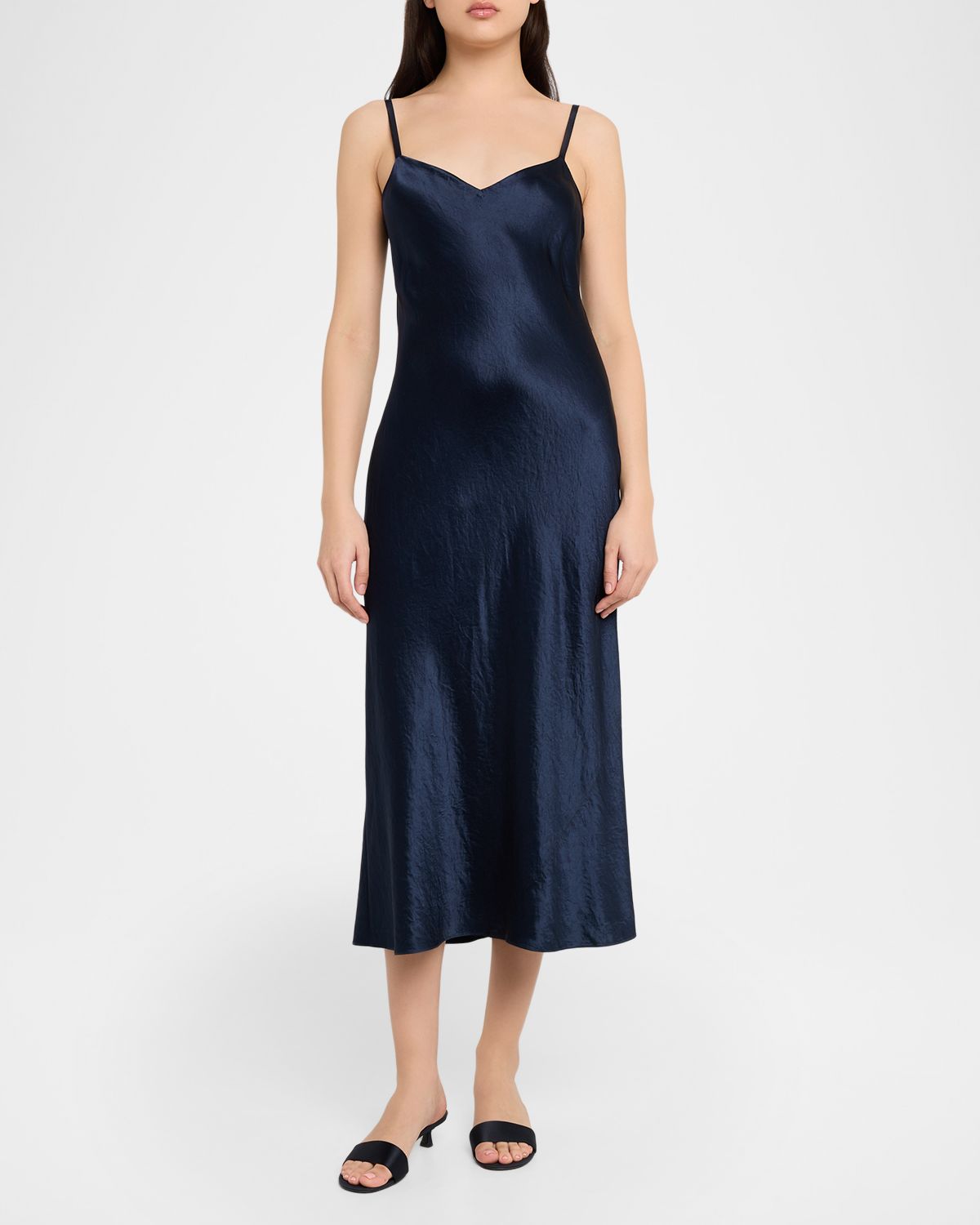 Vince Satin V-Neck Slip Dress