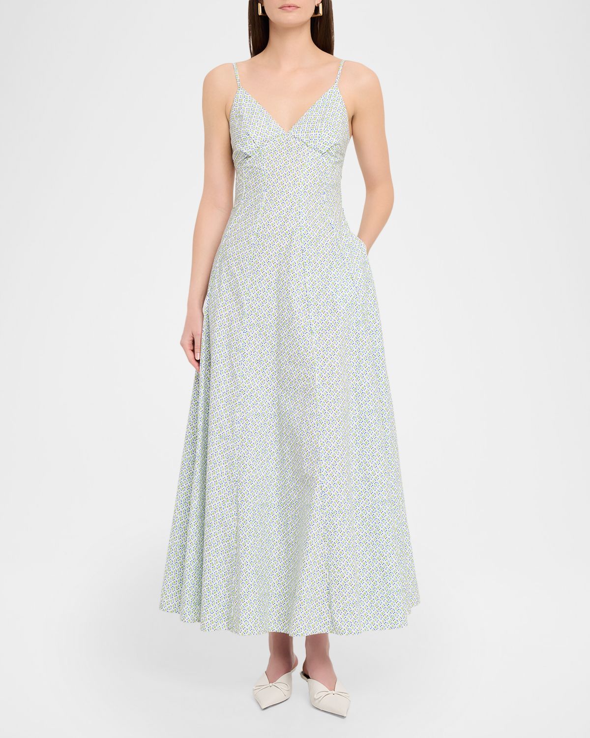 Rosie Assoulin Geo-Print Cotton Cami Maxi Dress