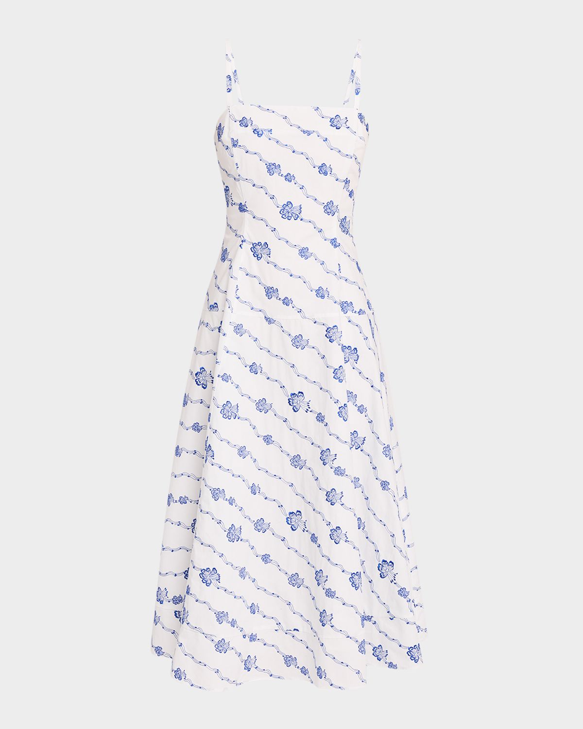 Rosie Assoulin Drop Me A Note Embroidered Poplin Sleeveless Midi Dress