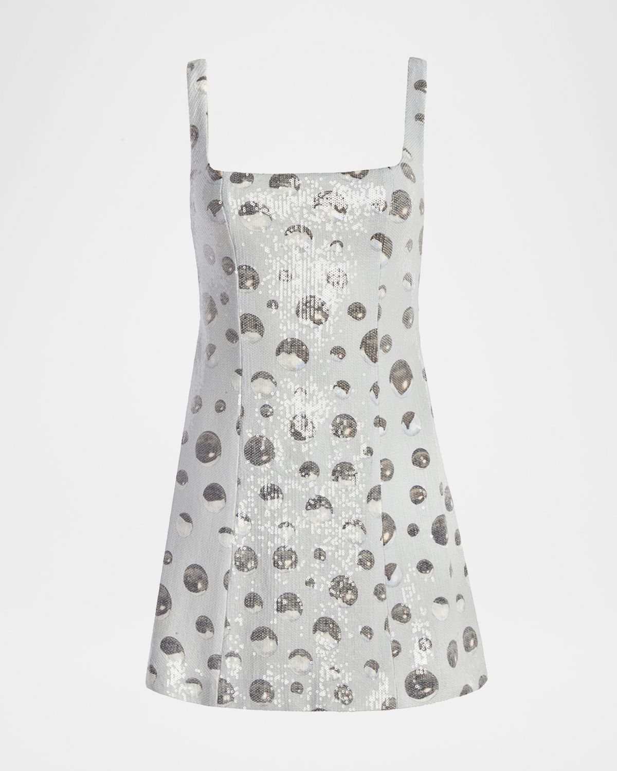 Kate Barton Sequin Polka Dot Square-Neck Mini Dress