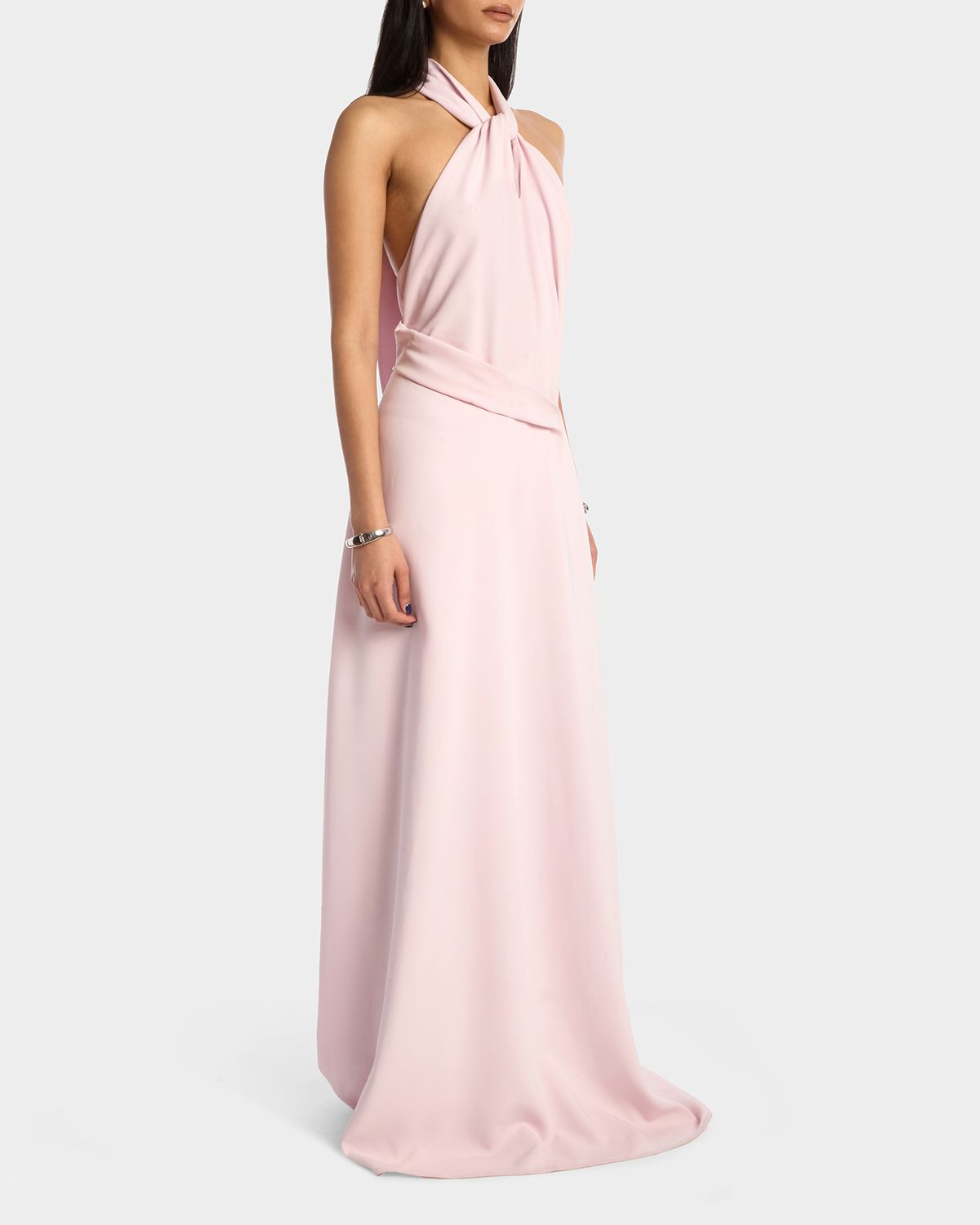Kate Barton Kate Twist-Front Halter Crepe Gown