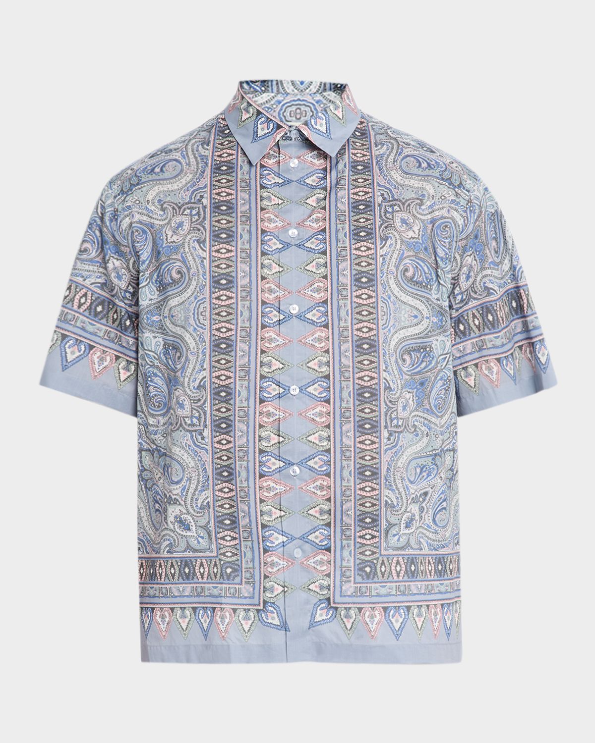 Etro Men 's Paisley-Print Short-Sleeved Button-Front Shirt