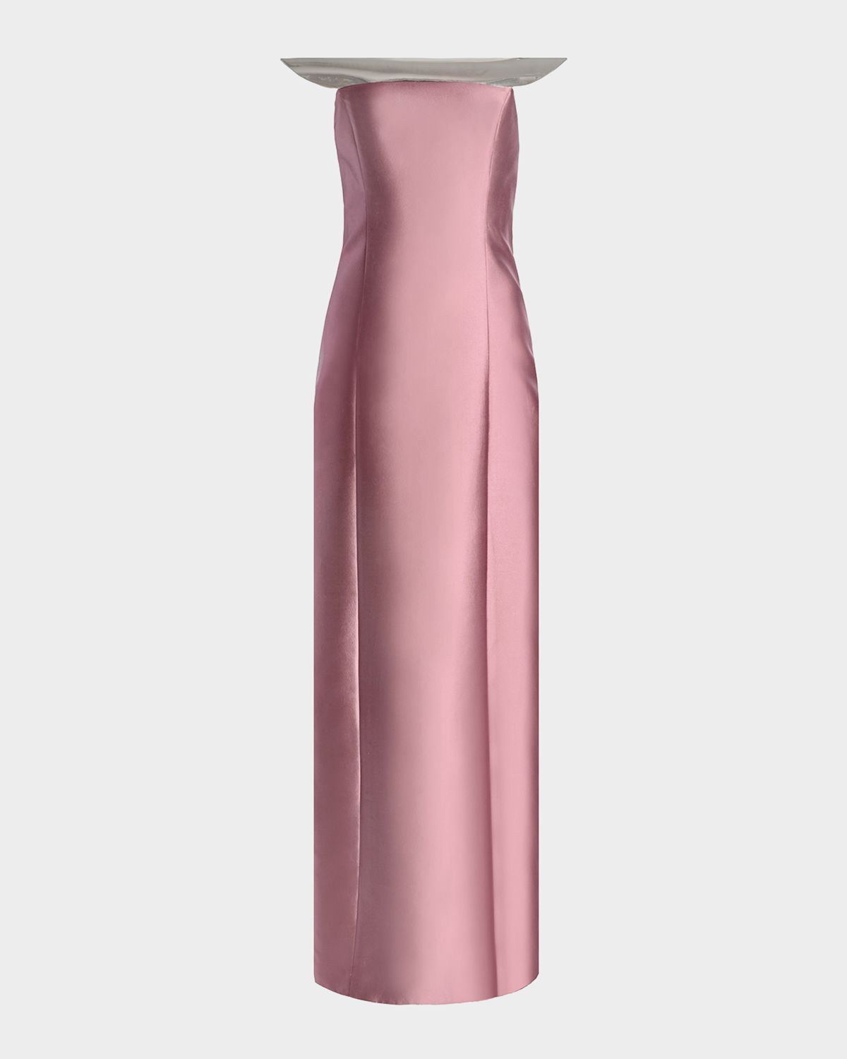 Kate Barton Sculpted Faux Leather-Embellished Column Gown