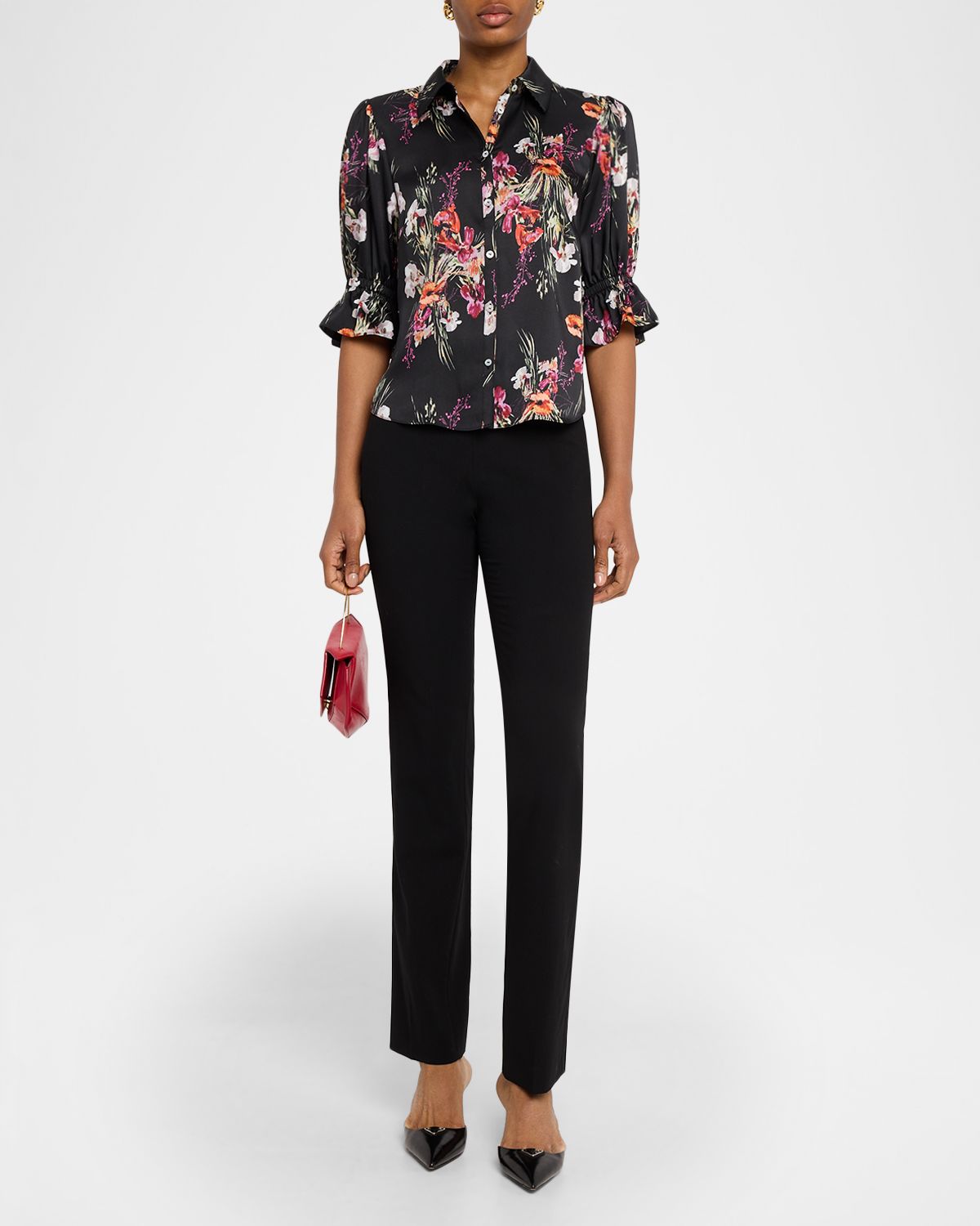 Cinq a Sept Fiona Satin Iris Bouquet Top