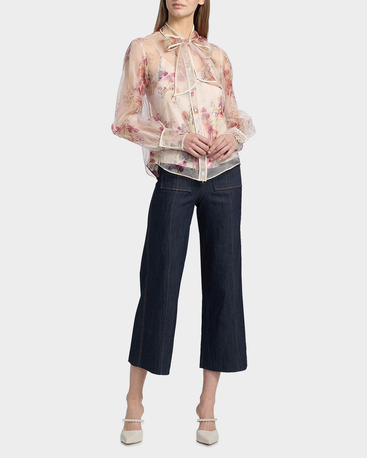 Cinq a Sept Farouz Iris Bouquet Silk Organza Top