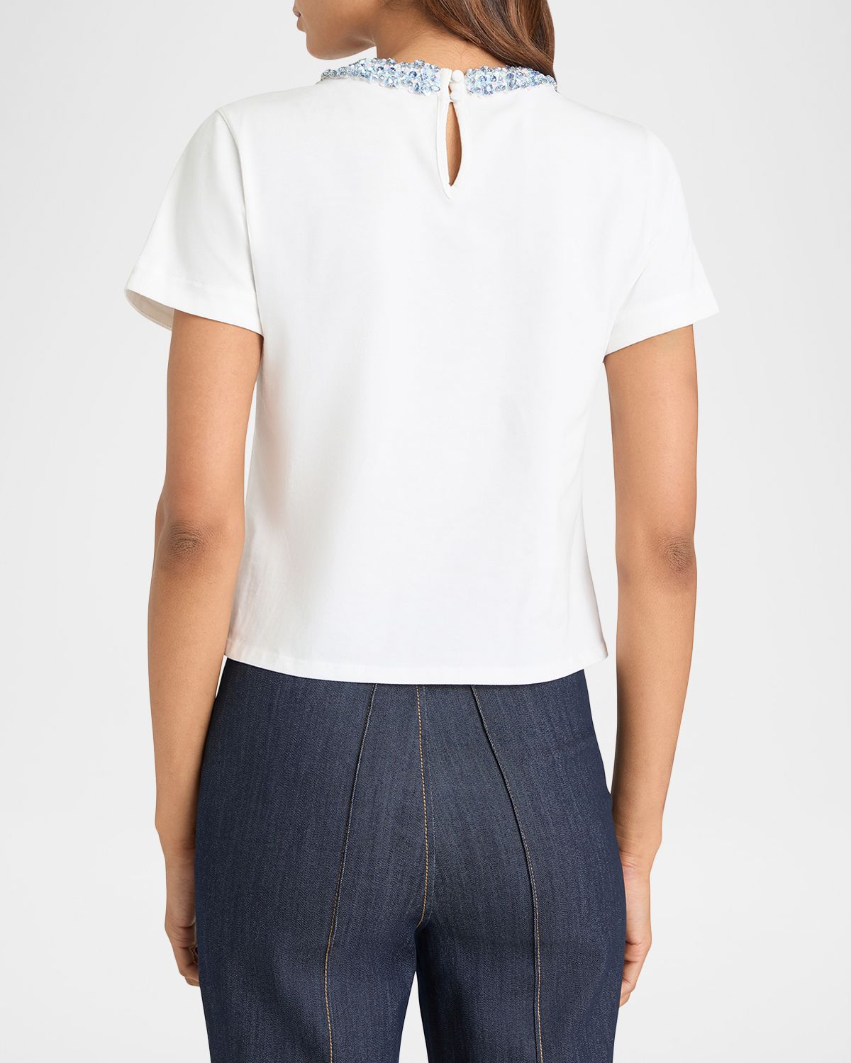 Cinq a Sept Danielle Rhinestone Collar Tee