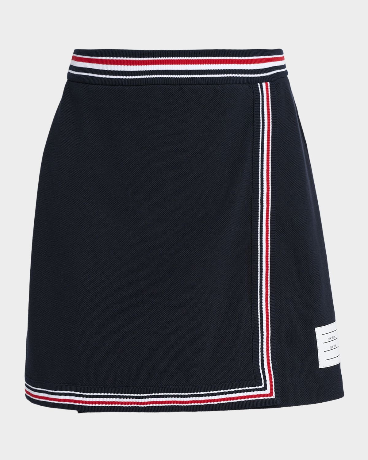 Thom Browne Striped Cotton Pique Mini Wrap Skirt