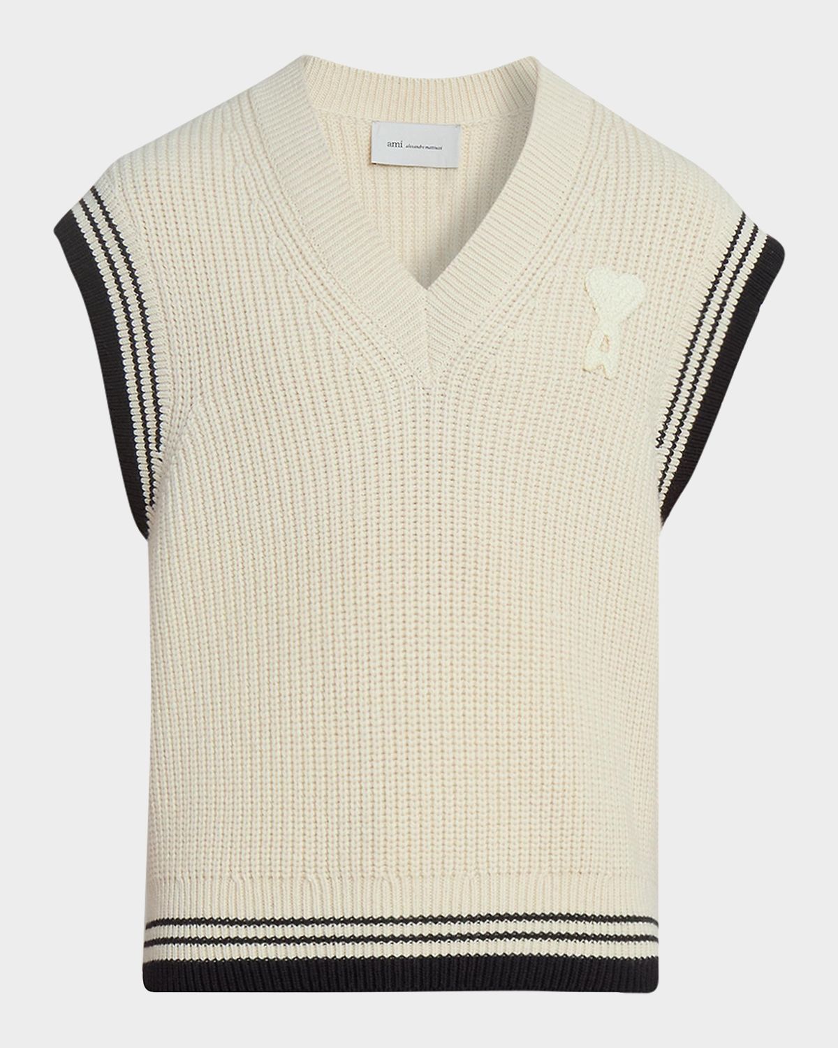 Ami Paris Men 's Crochet-Ami De Coeur Wool and Cotton Knit Vest