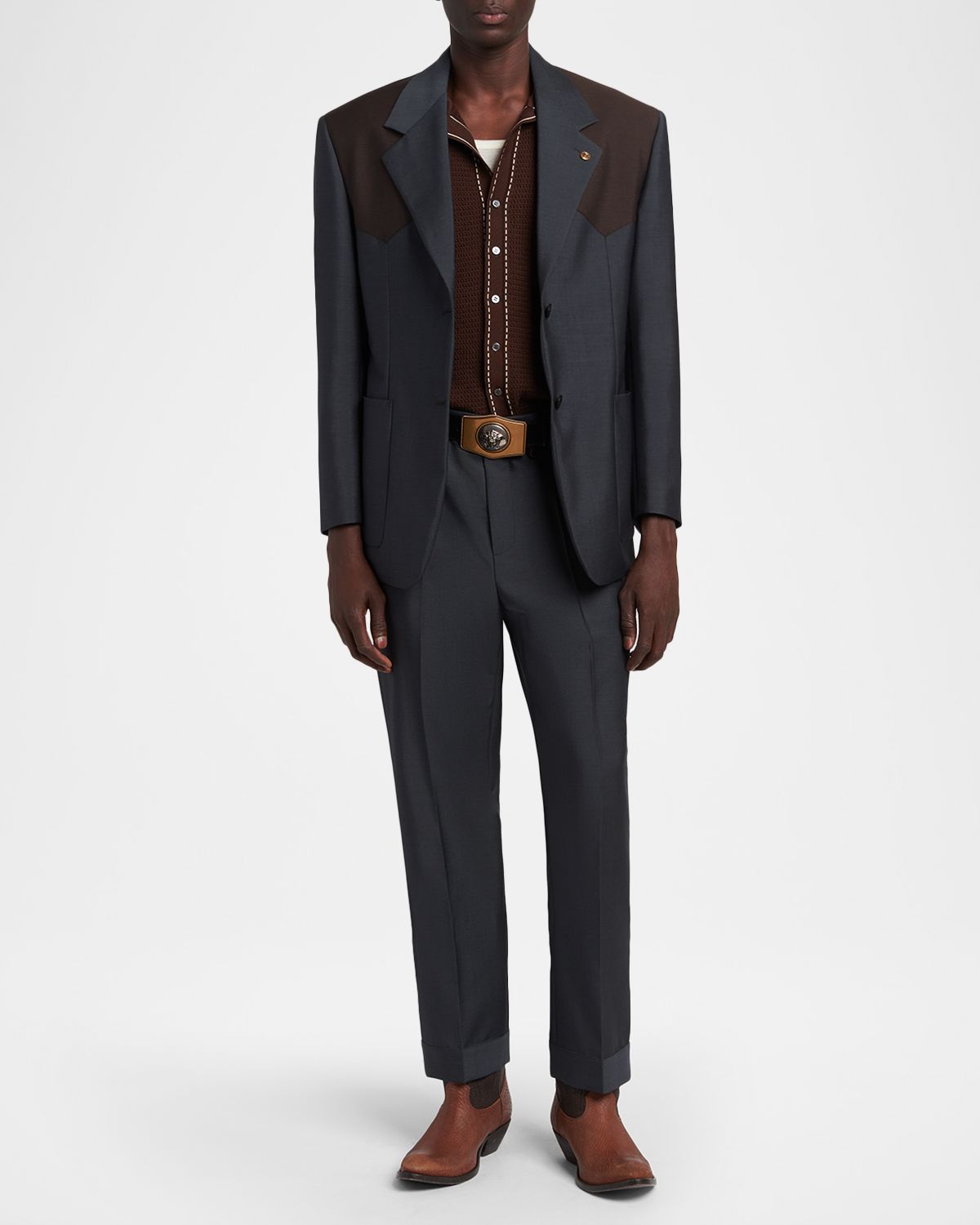 Versace Men 's Single-Breasted Wool Formal Jacket