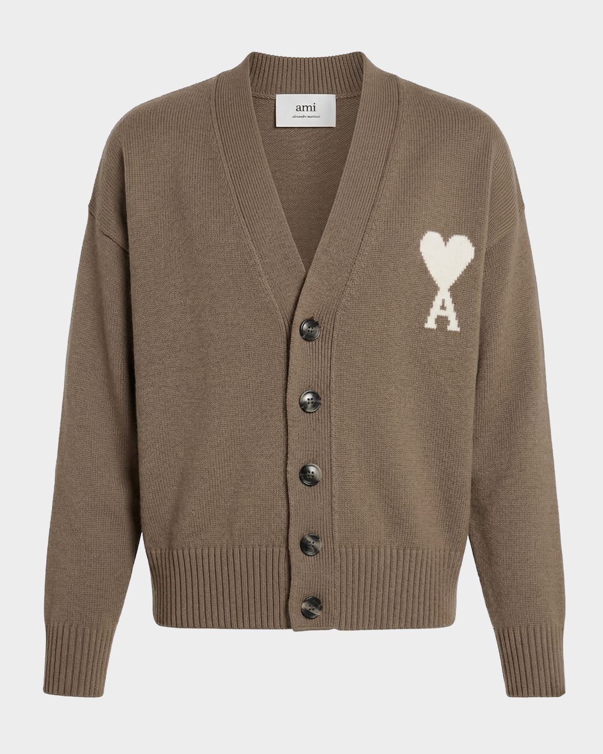 Ami Paris Men 's Intarsia Ami De Coeur Wool and Cotton Knit Cardigan | Thumbnail 7 Ami Paris Men 's Intarsia Ami De Coeur Wool and Cotton Knit Cardigan | Thumbnail 7