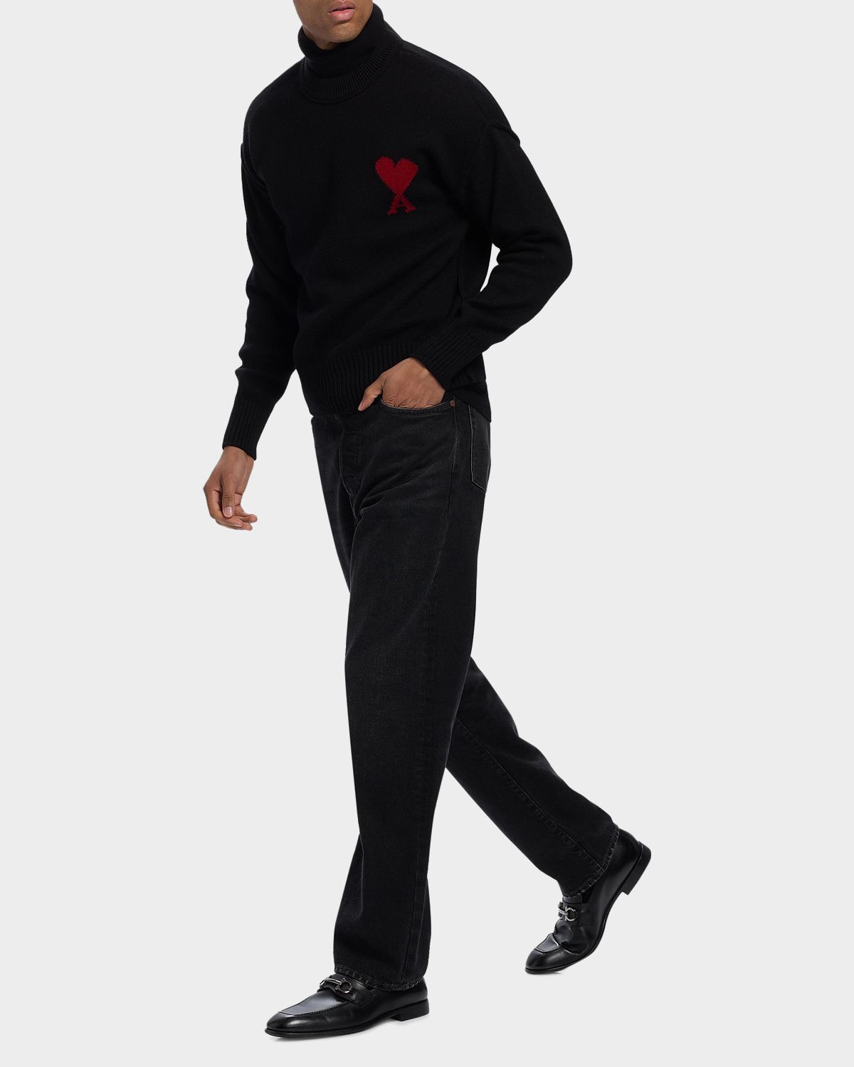 Ami Paris Men 's Ami De Coeur Wool Knit Crewneck Sweater