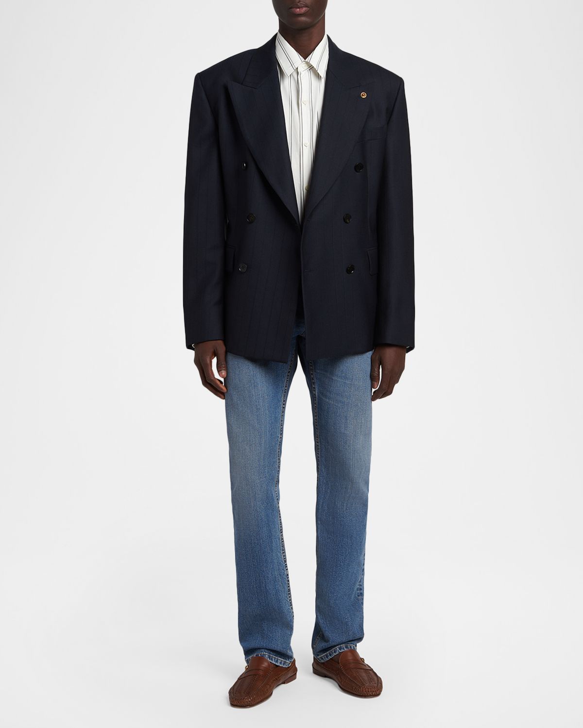 Versace Men 's Pinstriped Wool Formal Jacket