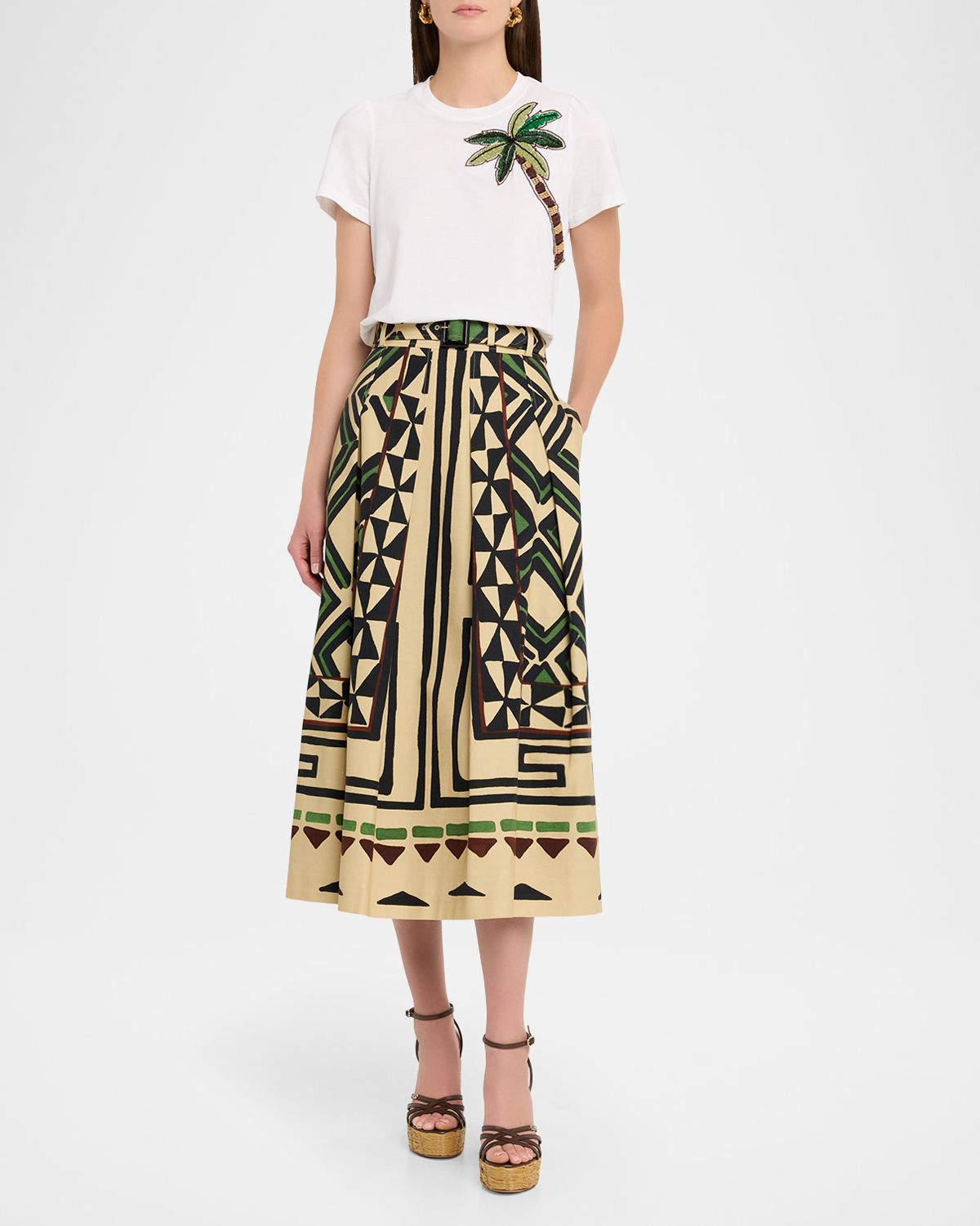 Maison Common Palm Embroidered Cotton Short-Sleeve T-Shirt