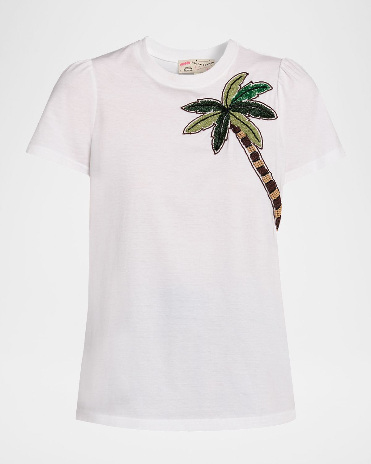 Maison Common Palm Embroidered Cotton Short-Sleeve T-Shirt