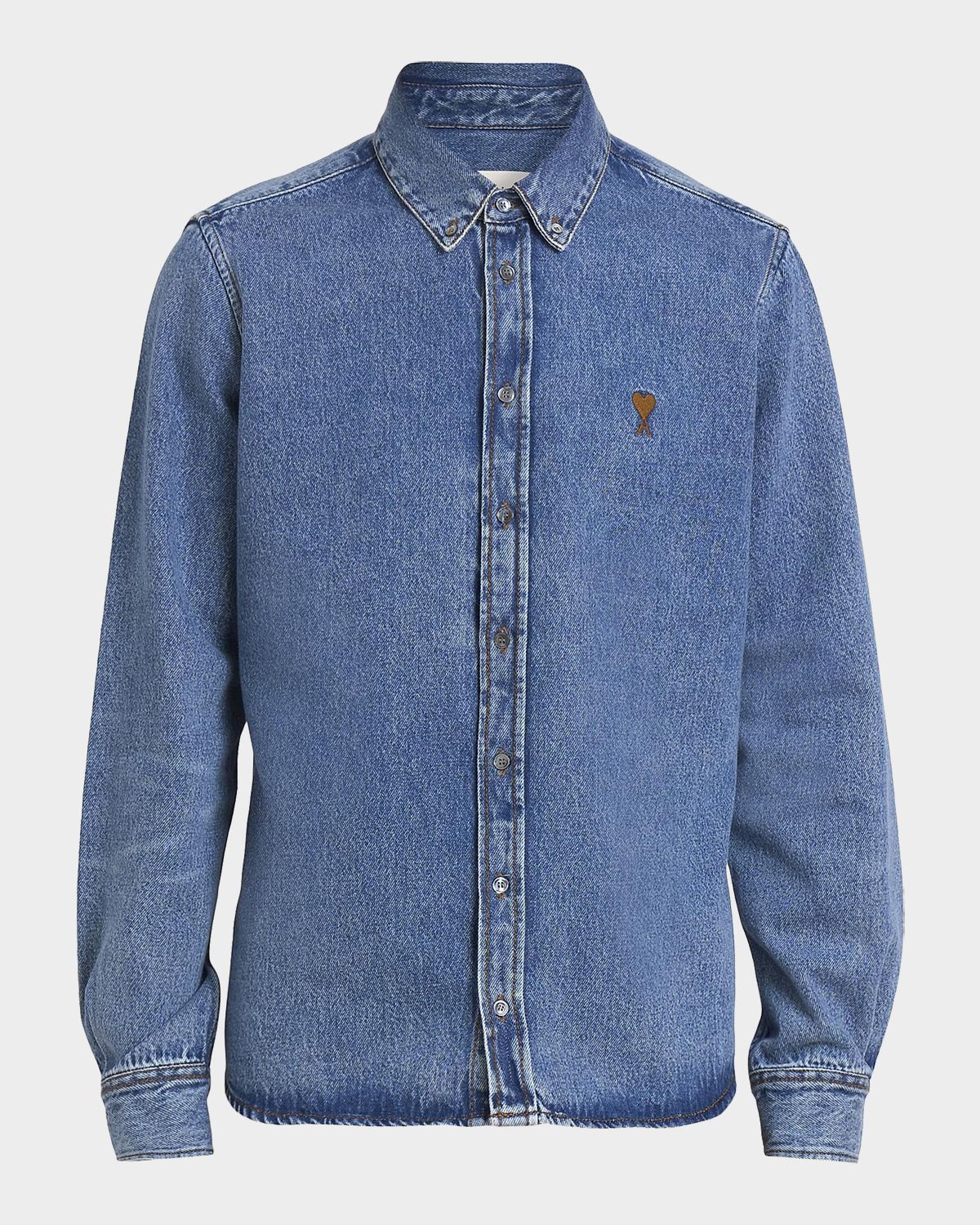 Ami Paris Men 's Ami de Coeur Denim Button-Down Shirt | Thumbnail 7 Ami Paris Men 's Ami de Coeur Denim Button-Down Shirt | Thumbnail 7