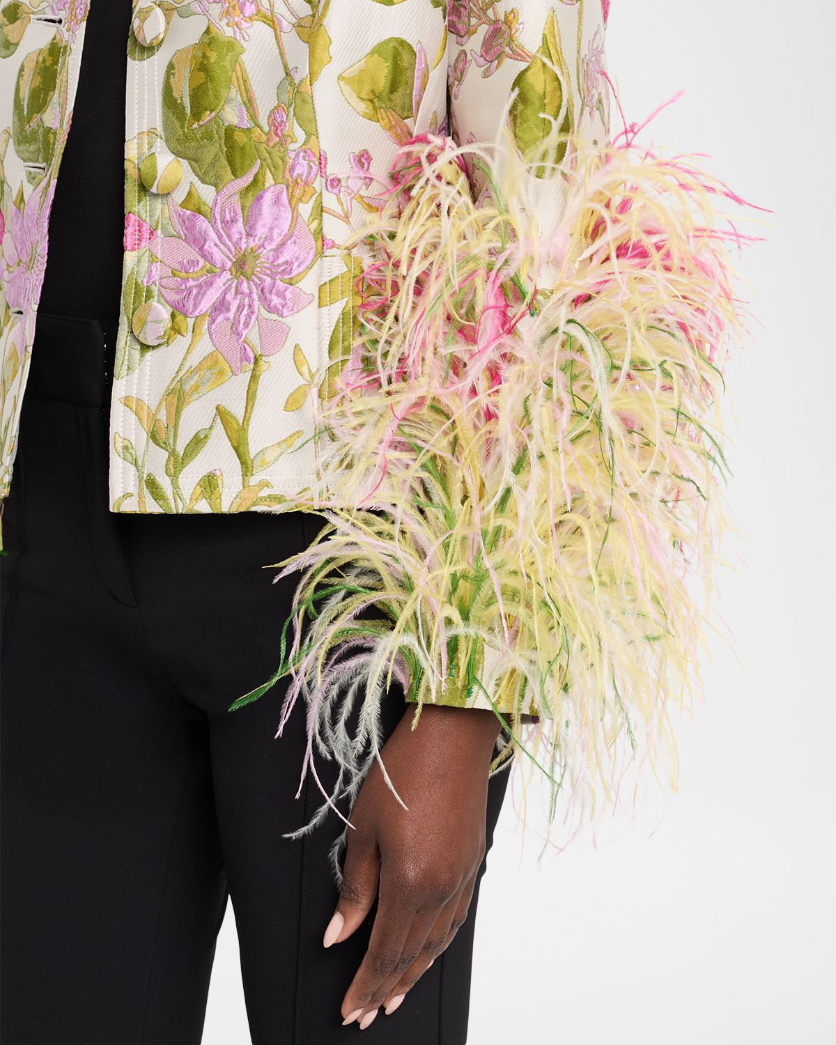 Libertine Dianthus Jacquard Feather-Trim Single-Breasted Jacket | Thumbnail 5
