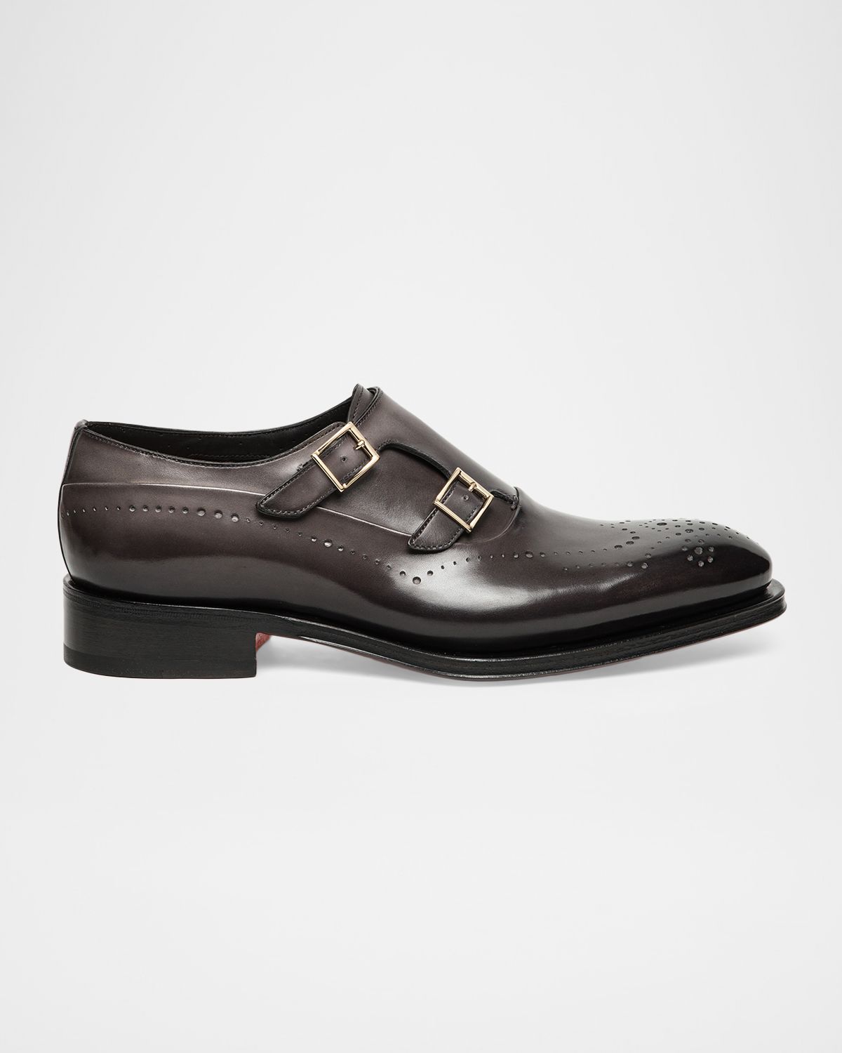 Santoni Men 's Kaj Brogue Leather Double-Monk Strap Loafers | Thumbnail 5