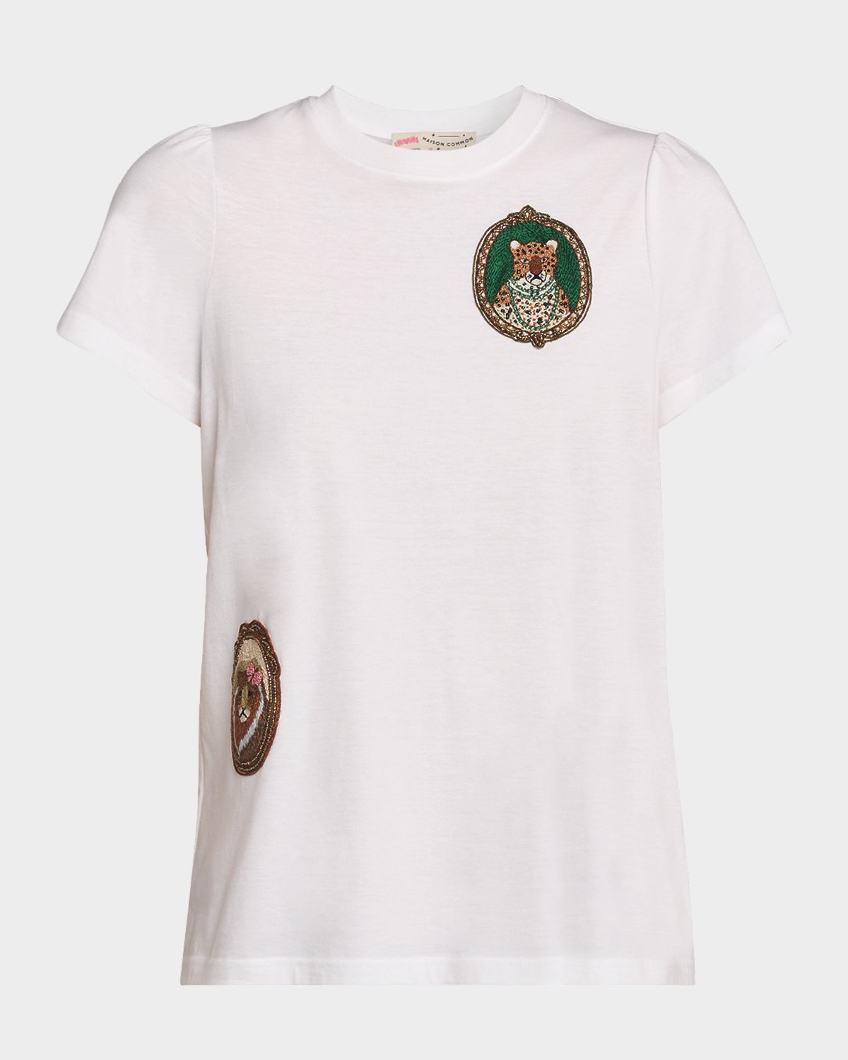 Maison Common Animal Embroidered Cotton Short-Sleeve T-Shirt