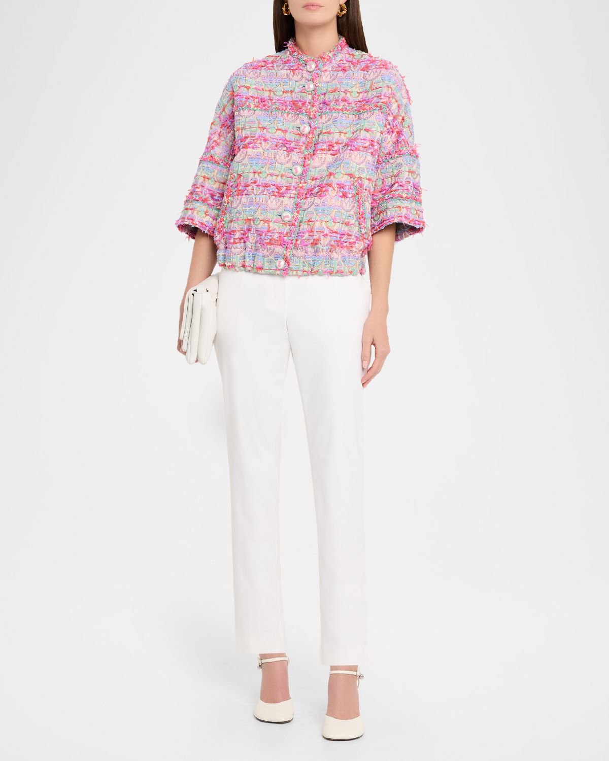 Maison Common Confetti Fringed Tulip Jacquard SIngle-Breasted Jacket