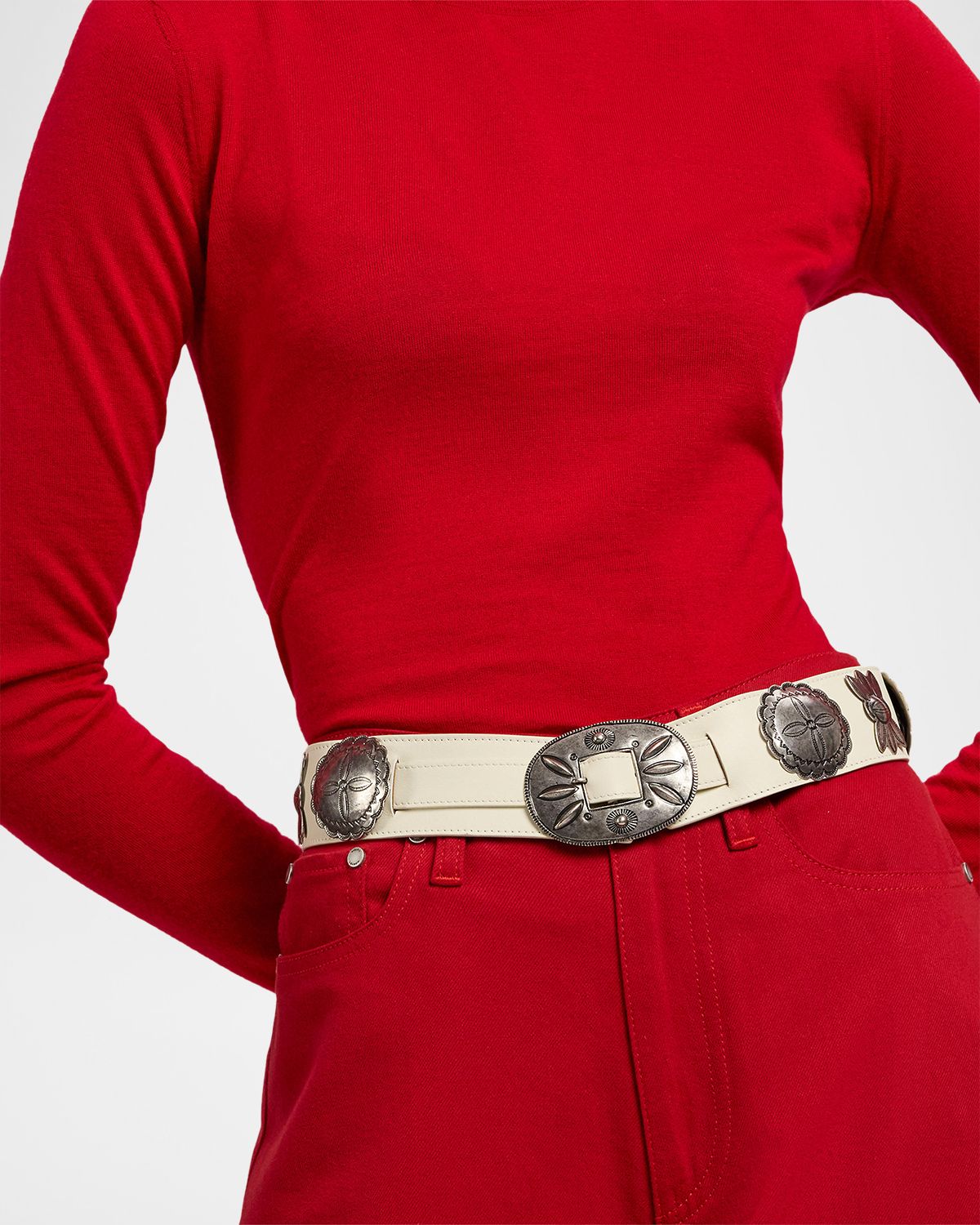 Ralph Lauren Collection Cast Concho Leather Belt, 40mm