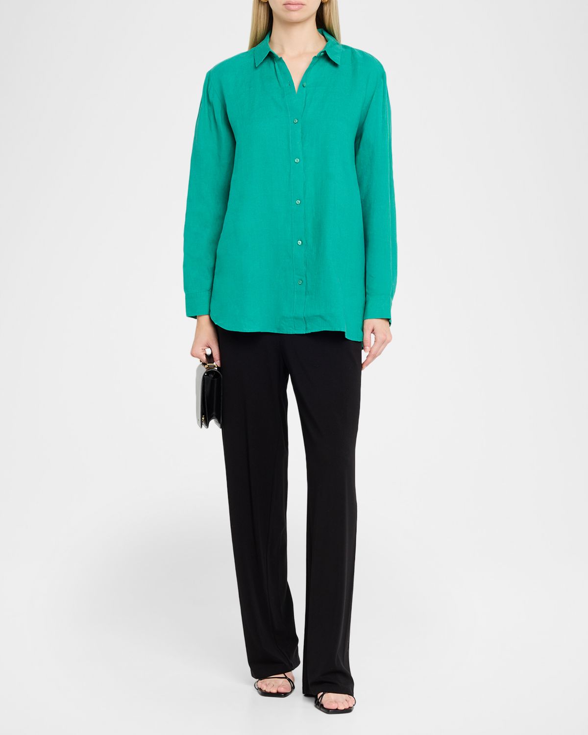 Eileen Fisher Button-Down Organic Linen Shirt