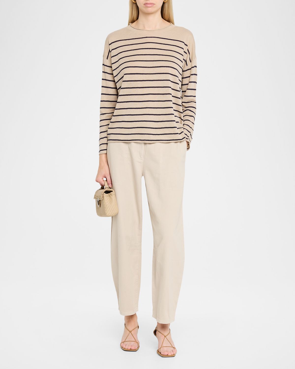 Eileen Fisher Striped Organic Linen-Organic Cotton Sweater