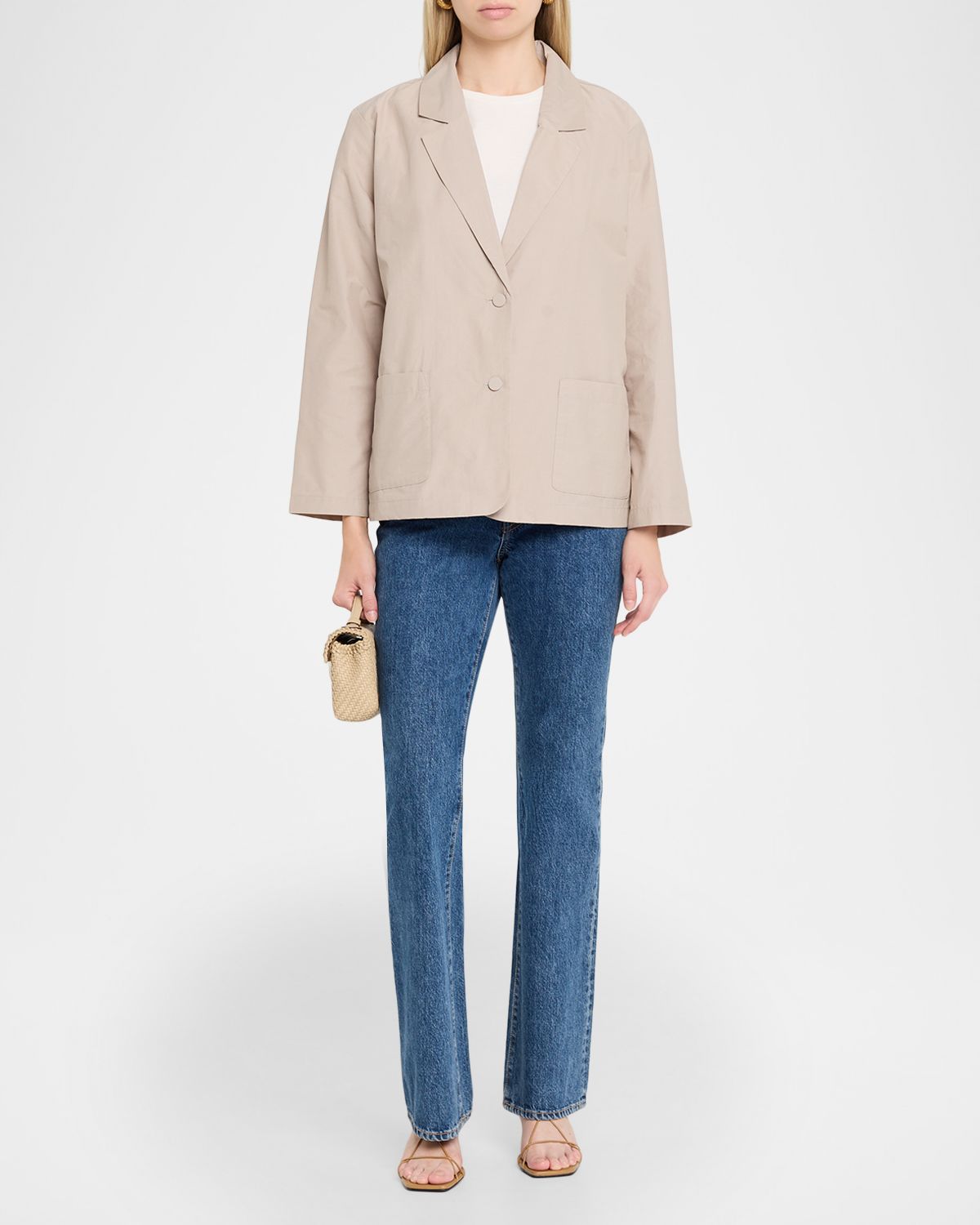 Eileen Fisher Single-Breasted Cotton Nylon Blazer
