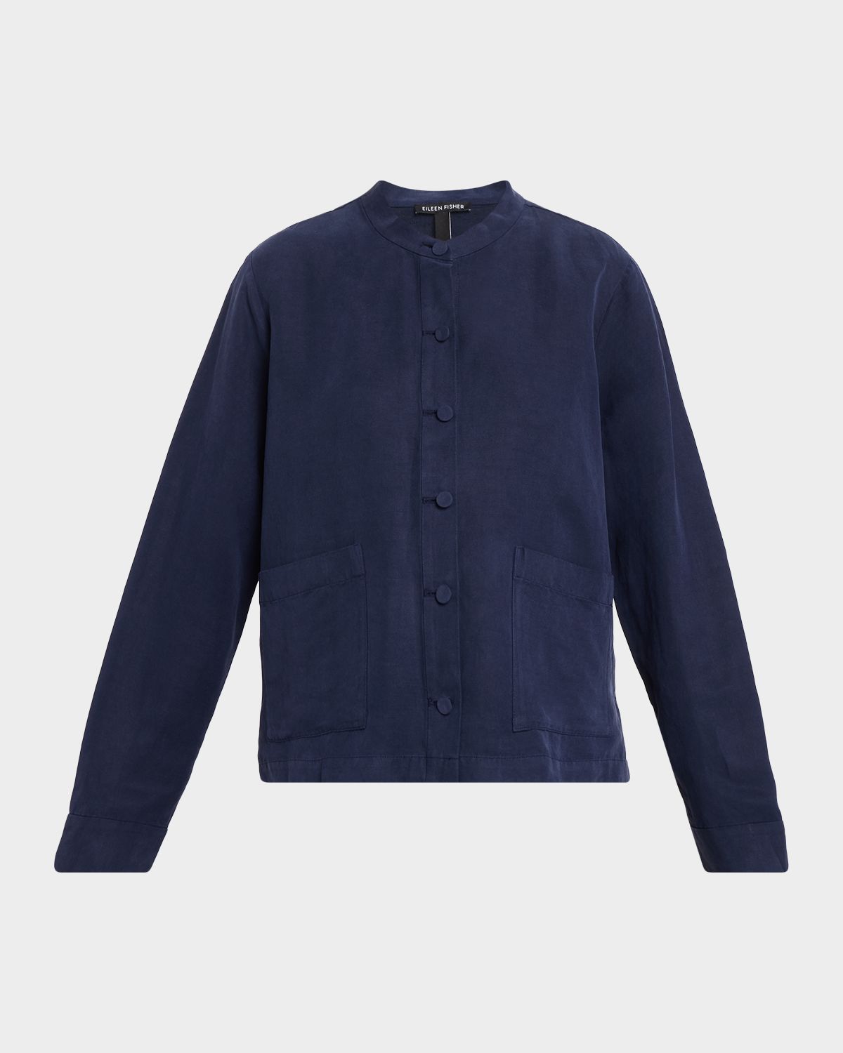 Eileen Fisher Mandarin Collar Button-Down Blouse