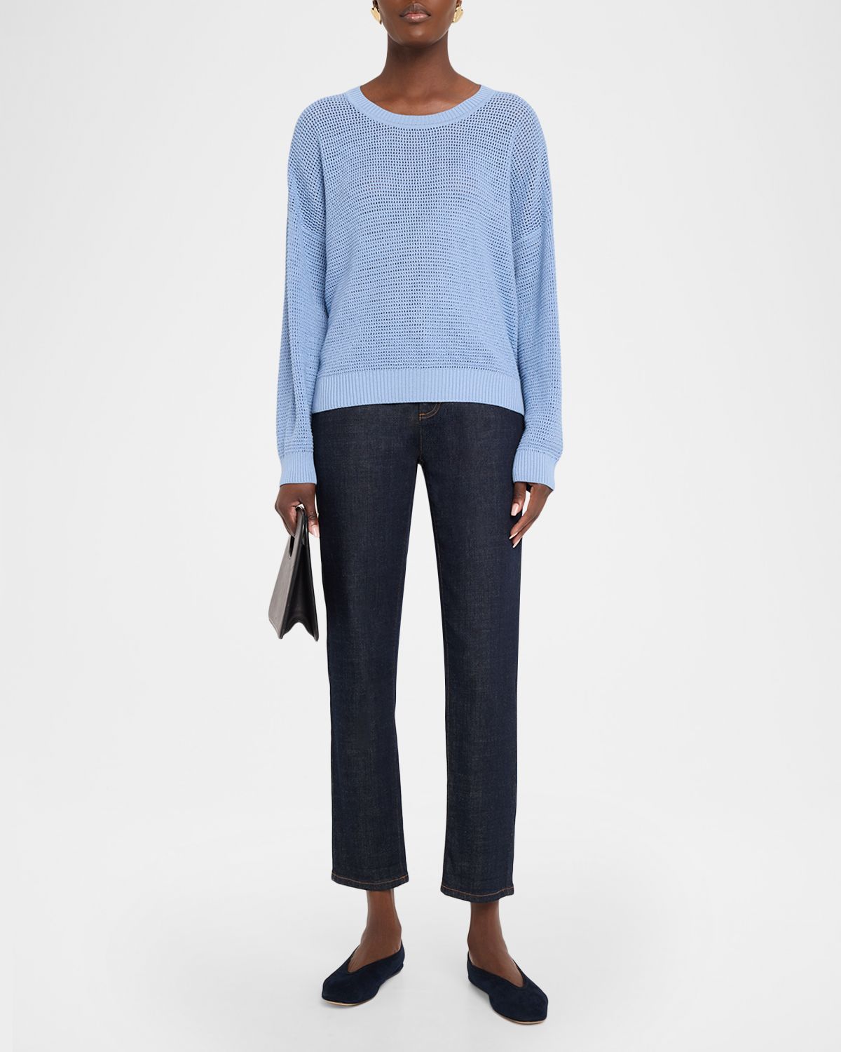 Eileen Fisher Crew-Neck Knit Mesh Sweater