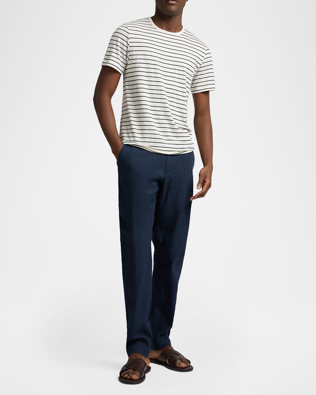 Onia Men 's Striped Stretch Linen T-Shirt