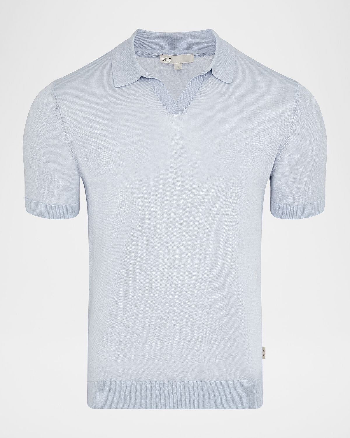 Onia Men 's Tipped Linen Knit Johnny Collar Polo Shirt