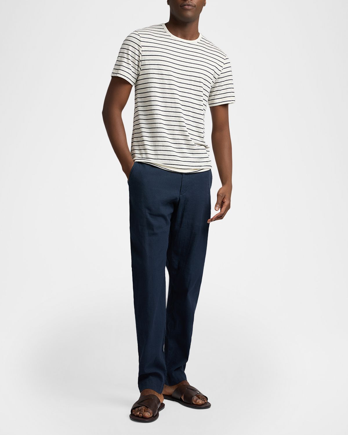 Onia Men 's Stretch Linen Flat-Front Trousers