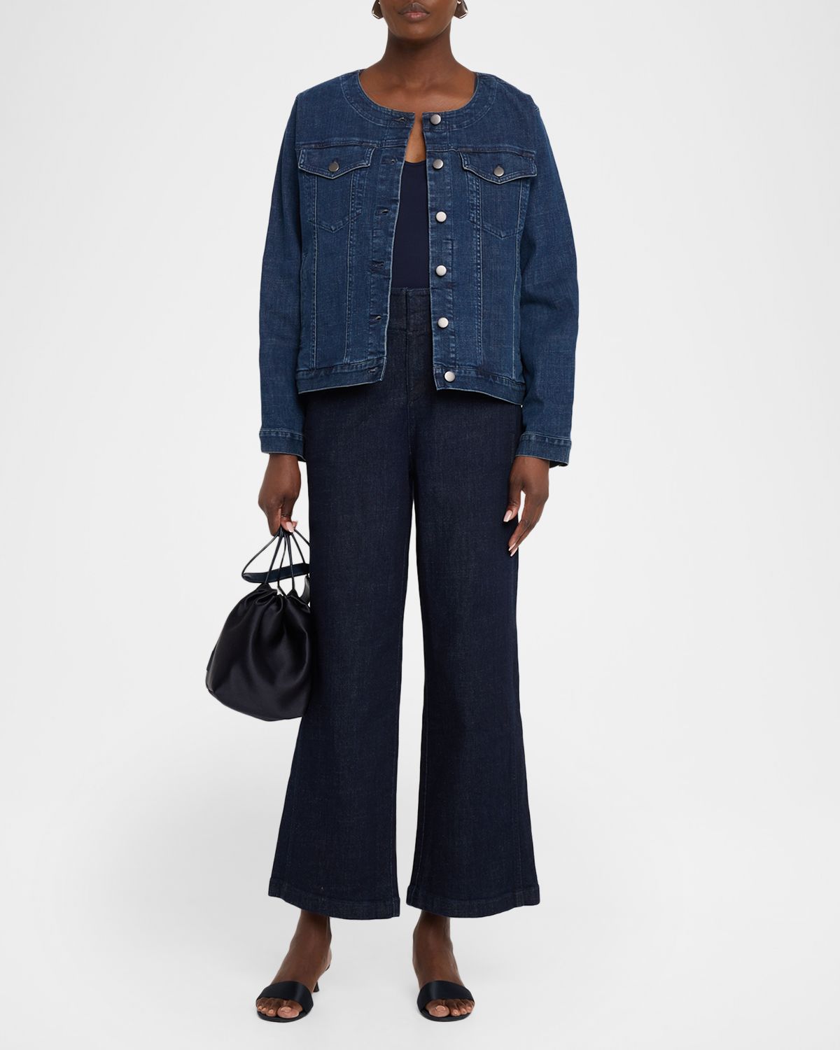 Eileen Fisher Cropped Wide-Leg Denim Jeans