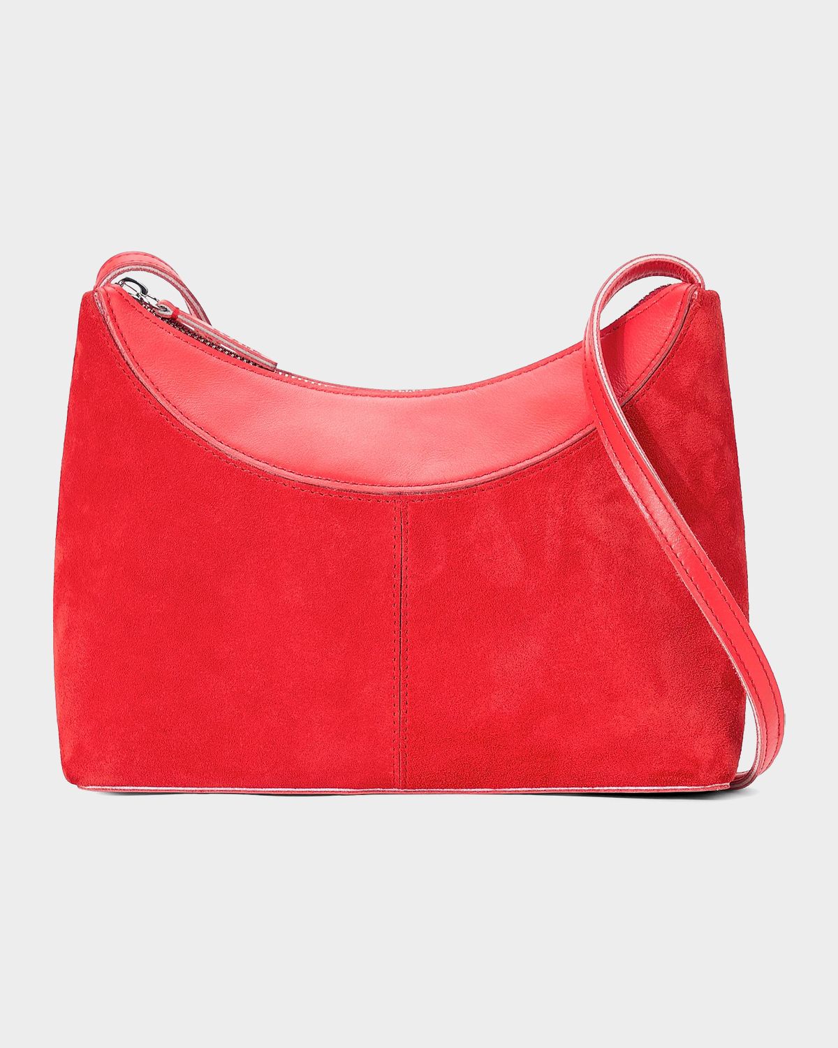 STAUD Rowey Leather-Trim Suede Crossbody Bag