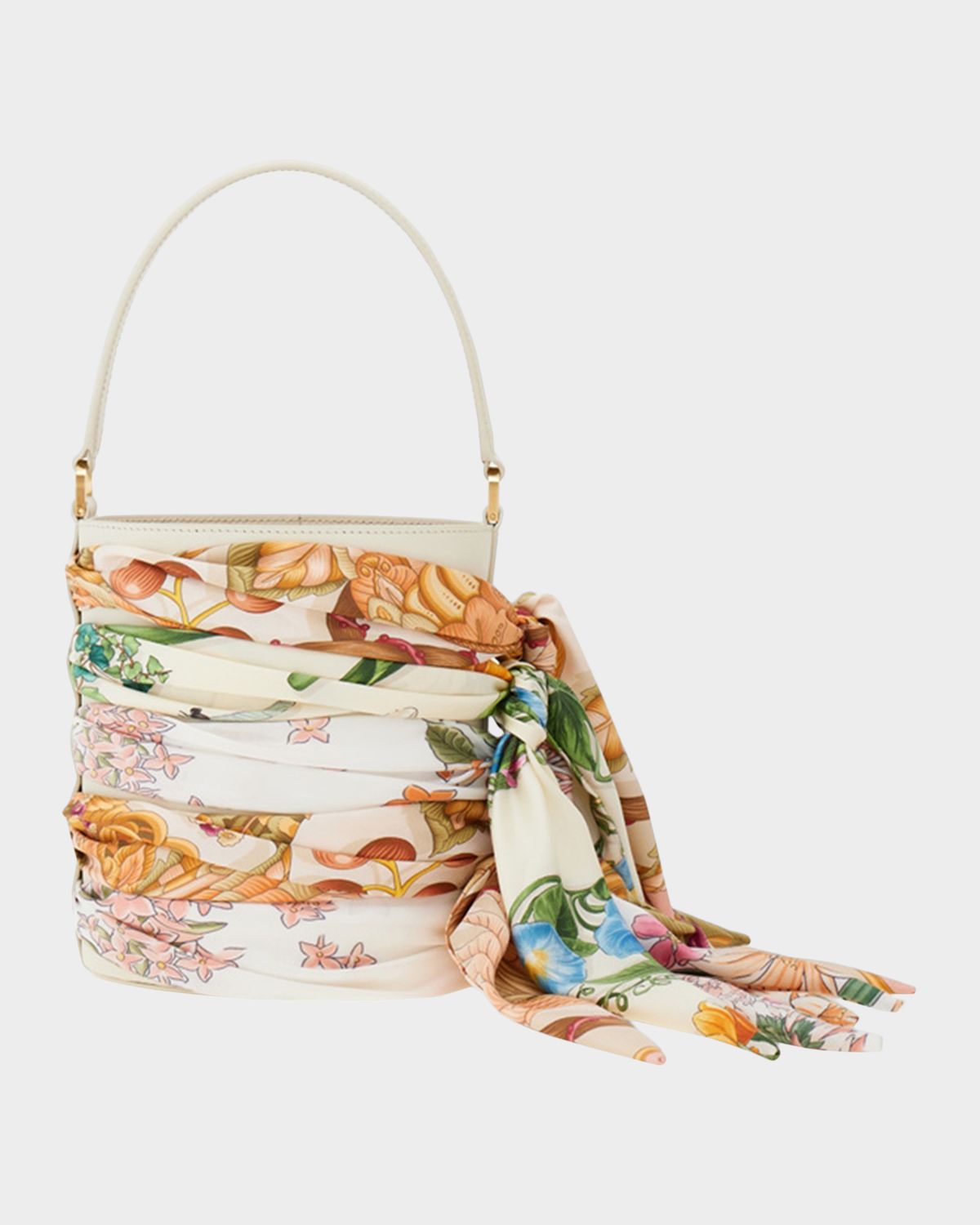 Ferragamo Scarf-Wrapped Leather Bucket Bag