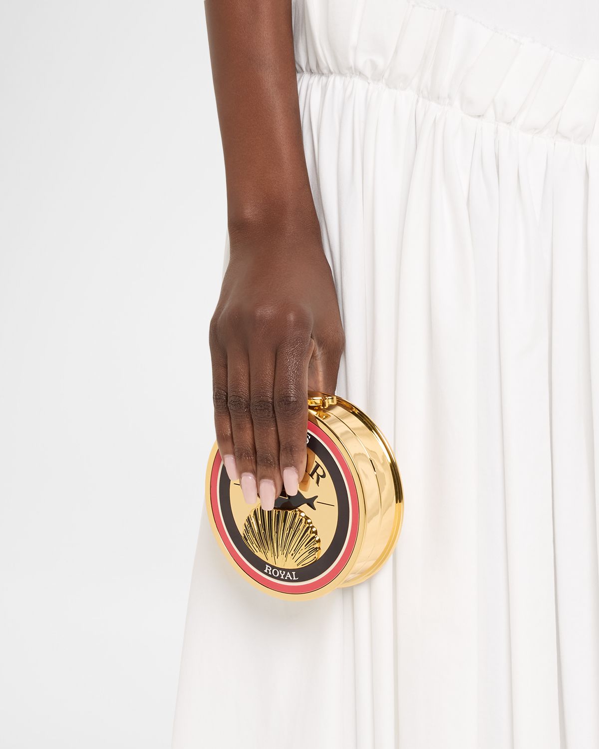 STAUD Caviar Tin Clutch Bag