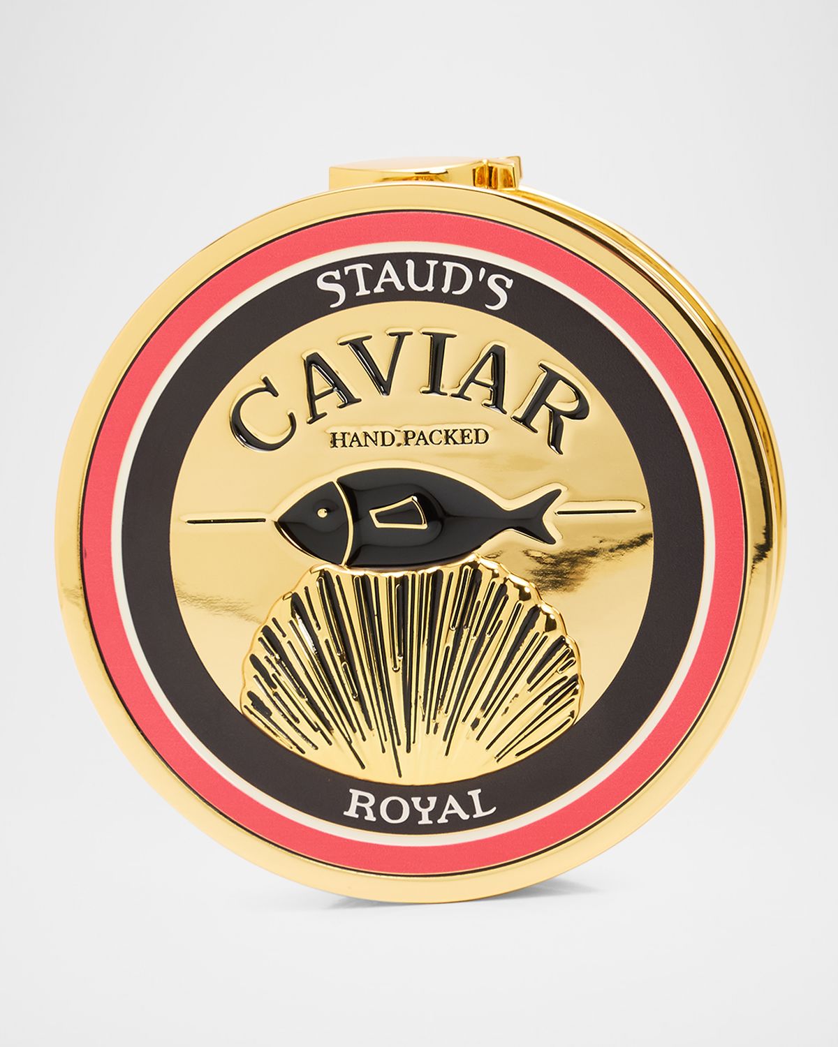 STAUD Caviar Tin Clutch Bag