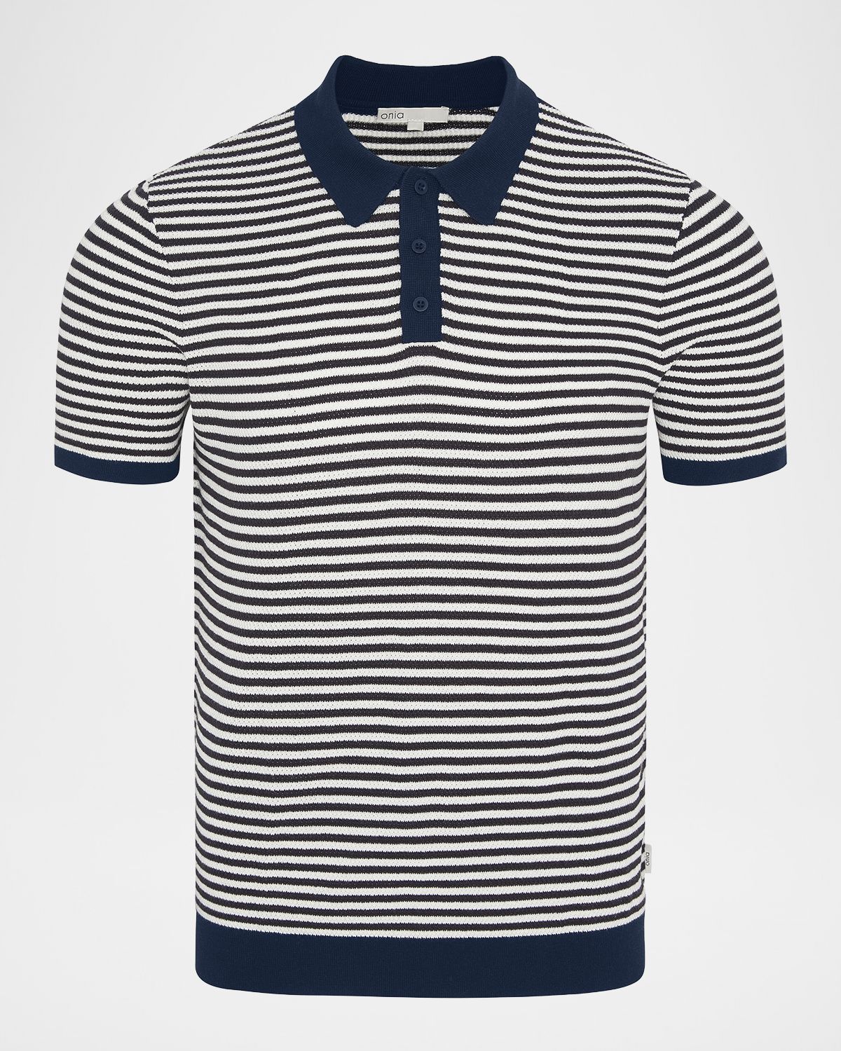 Onia Men 's Cotton Pinstripe Textured Knit Polo Shirt