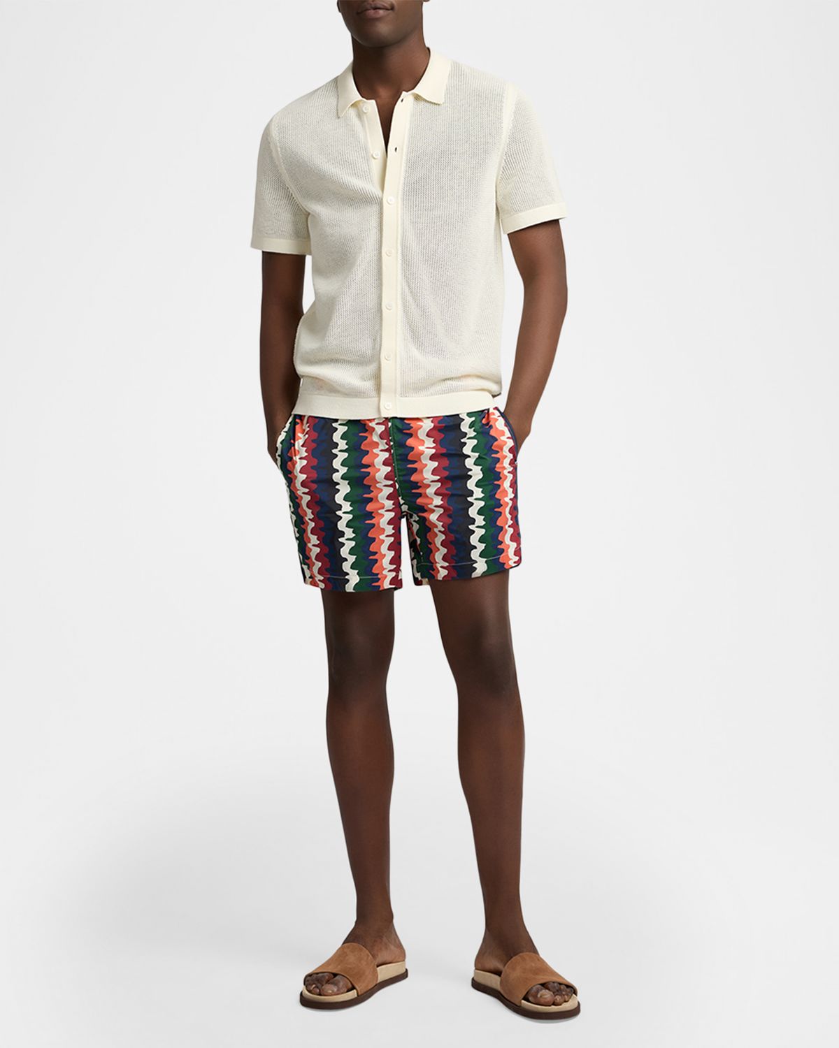 Onia Men 's Charles 5" Inseam Abstract Stripe Swim Trunks