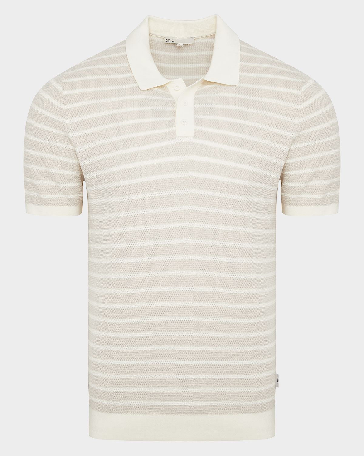 Onia Men 's Cotton Pinstripe Textured Knit Polo Shirt