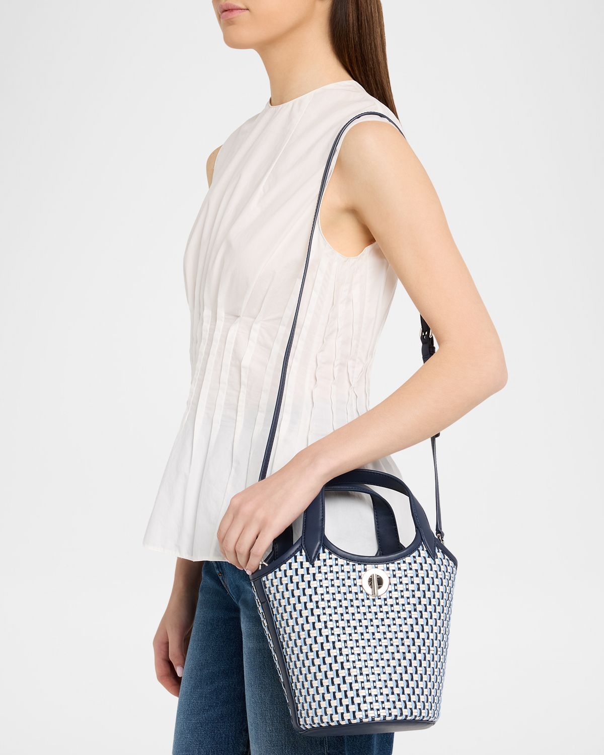 Veronica Beard Anchor Woven Vegan Leather Top-Handle Bag