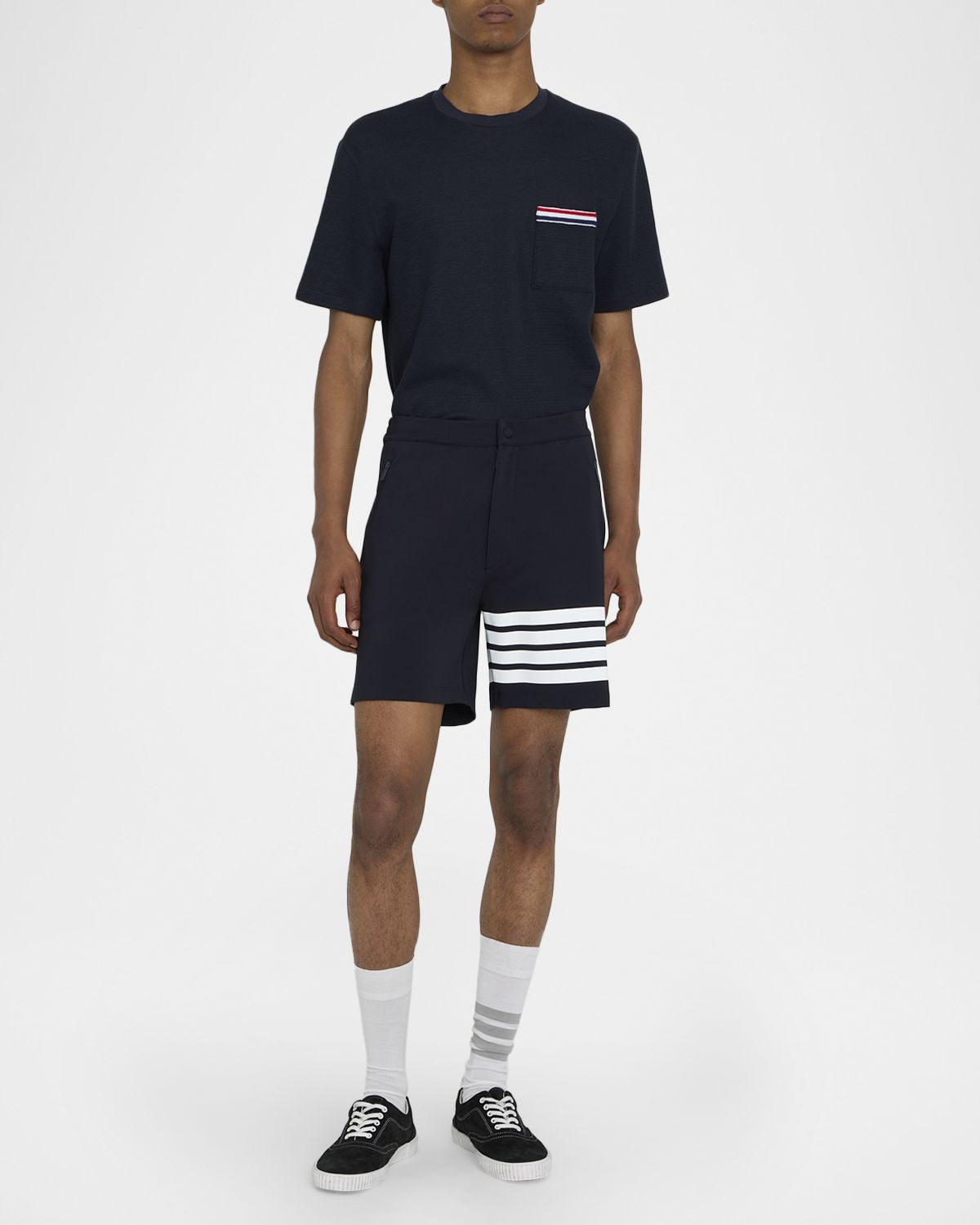 Thom Browne Men 's -Bar Mid-Thigh Shorts