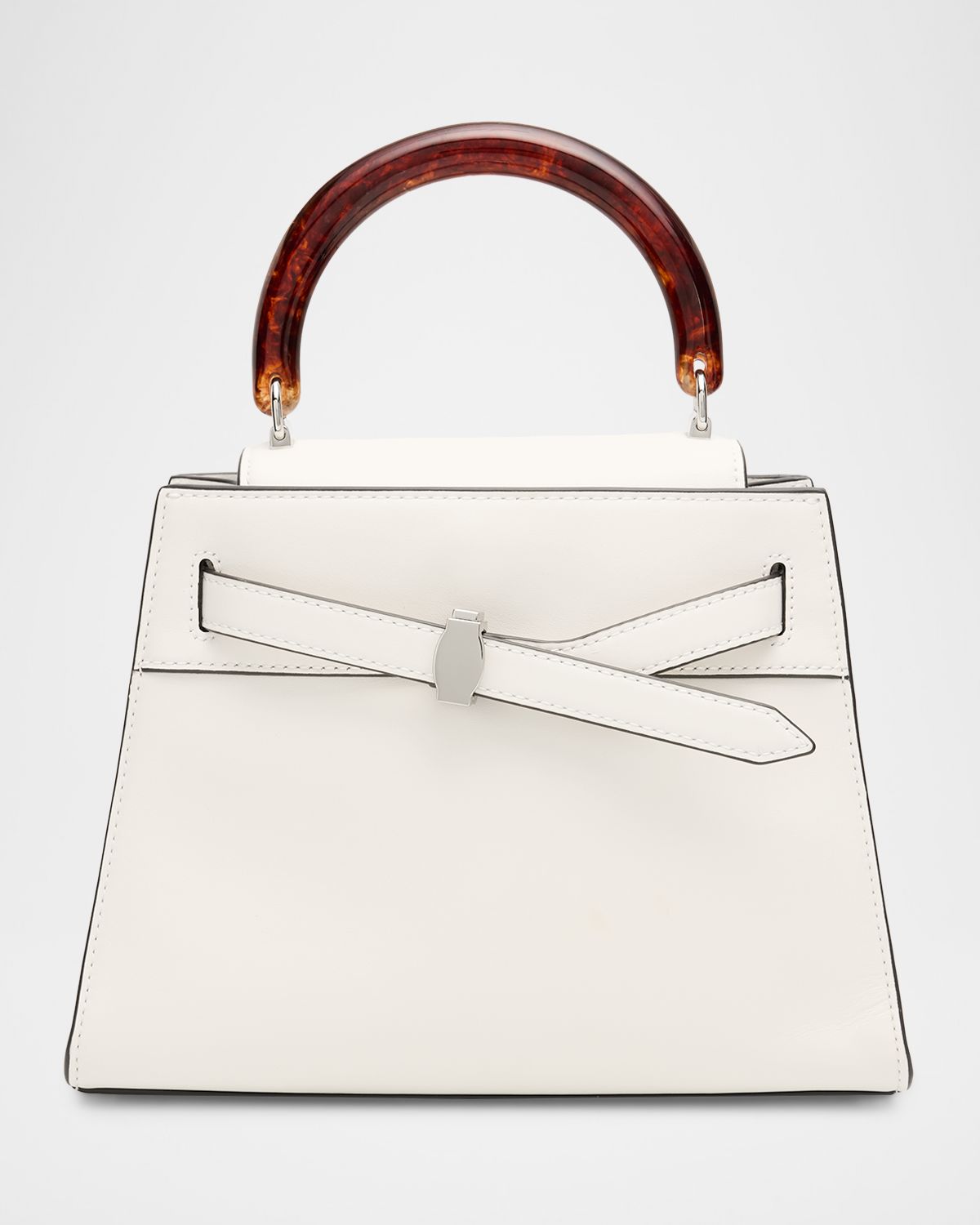 Veronica Beard Dash Belted Leather Resin Top-Handle Bag