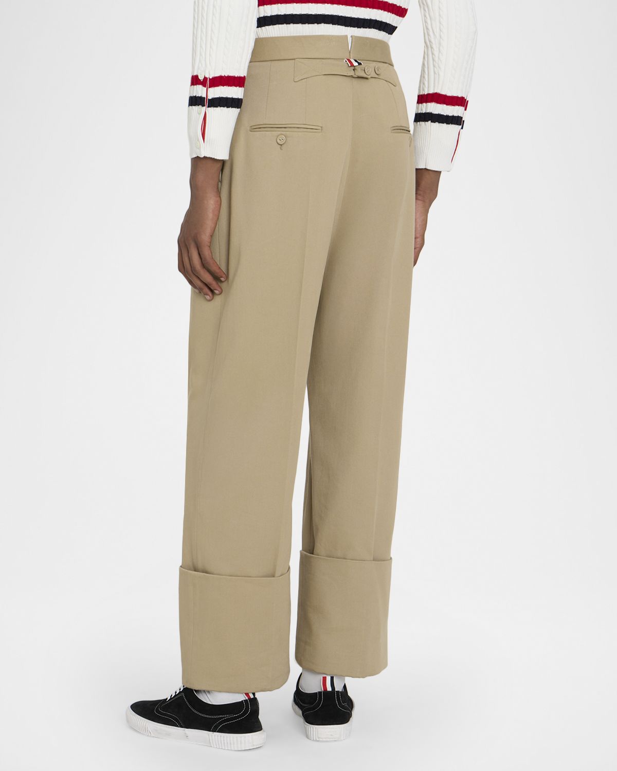 Thom Browne Men 's Cotton High-Rise Pleated Wide Leg Trousers
