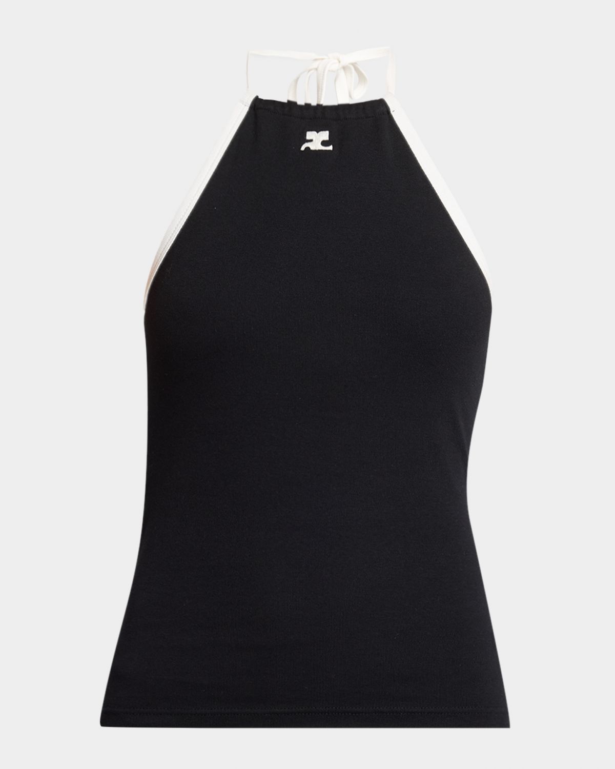 Courreges Contrast Logo Halter Tank Top