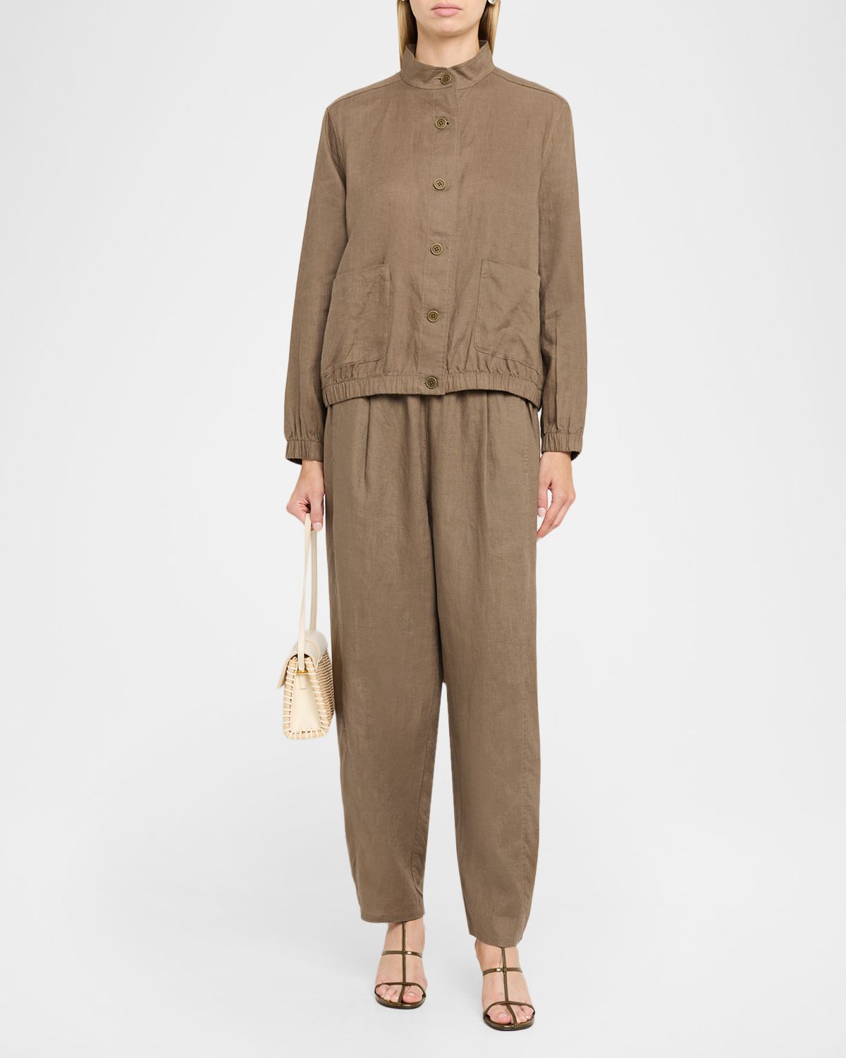 Eileen Fisher Cropped Organic Linen Lantern Pants