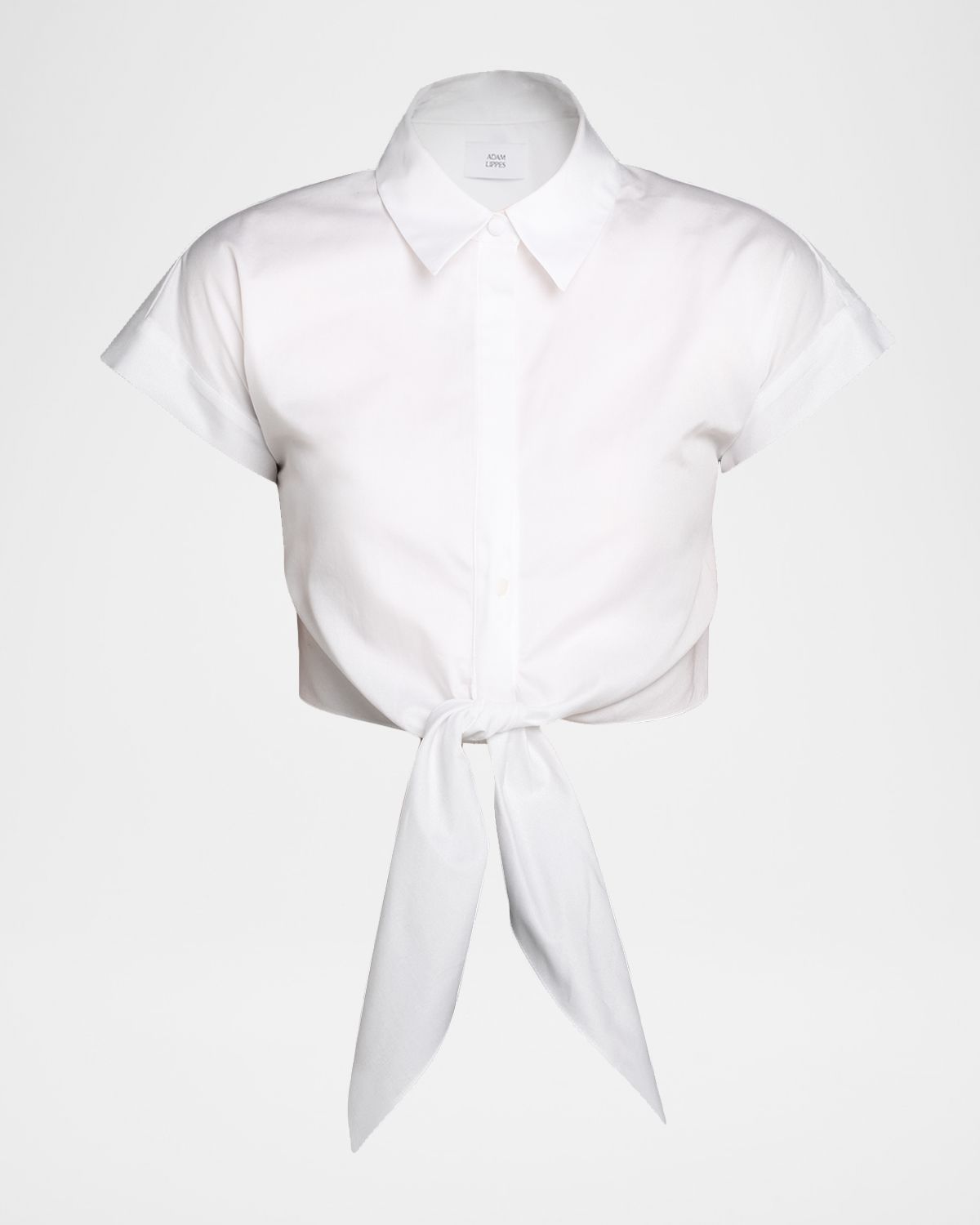 Adam Lippes Mila Cotton Poplin Tie Crop Button-Down Top