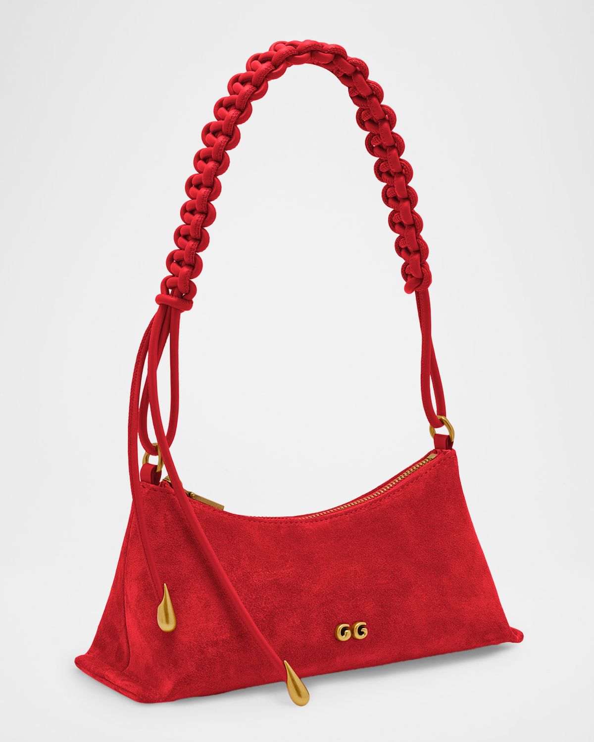 Cult Gaia Osa Braided-Strap Suede Shoulder Bag